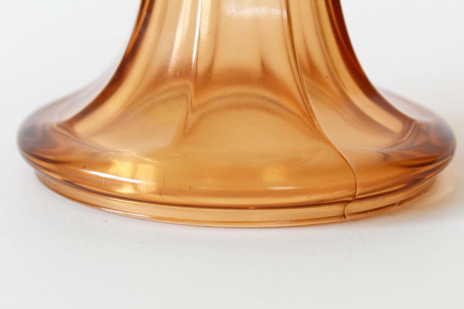 Art Deco Val Saint Lambert (Vsl) Peach Glass Compotier, Pedestal Bowl, Charles Graffart Belgium, Signed, Model Luxval 1935 Cotes Plates photo 112.0