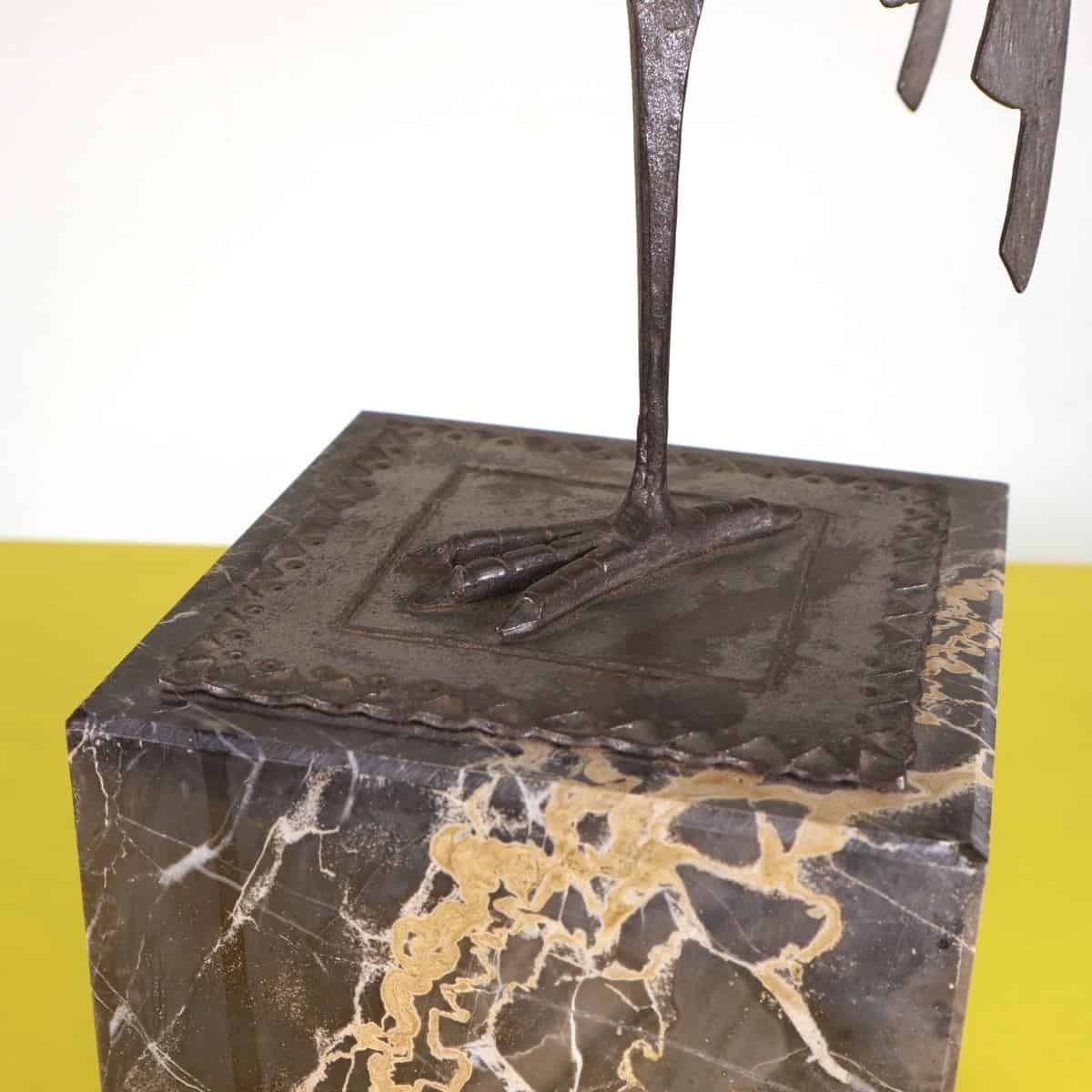 Iron Sculpture With Black Marble Base, Attributed To Carlo Rizzarda photo furniture
