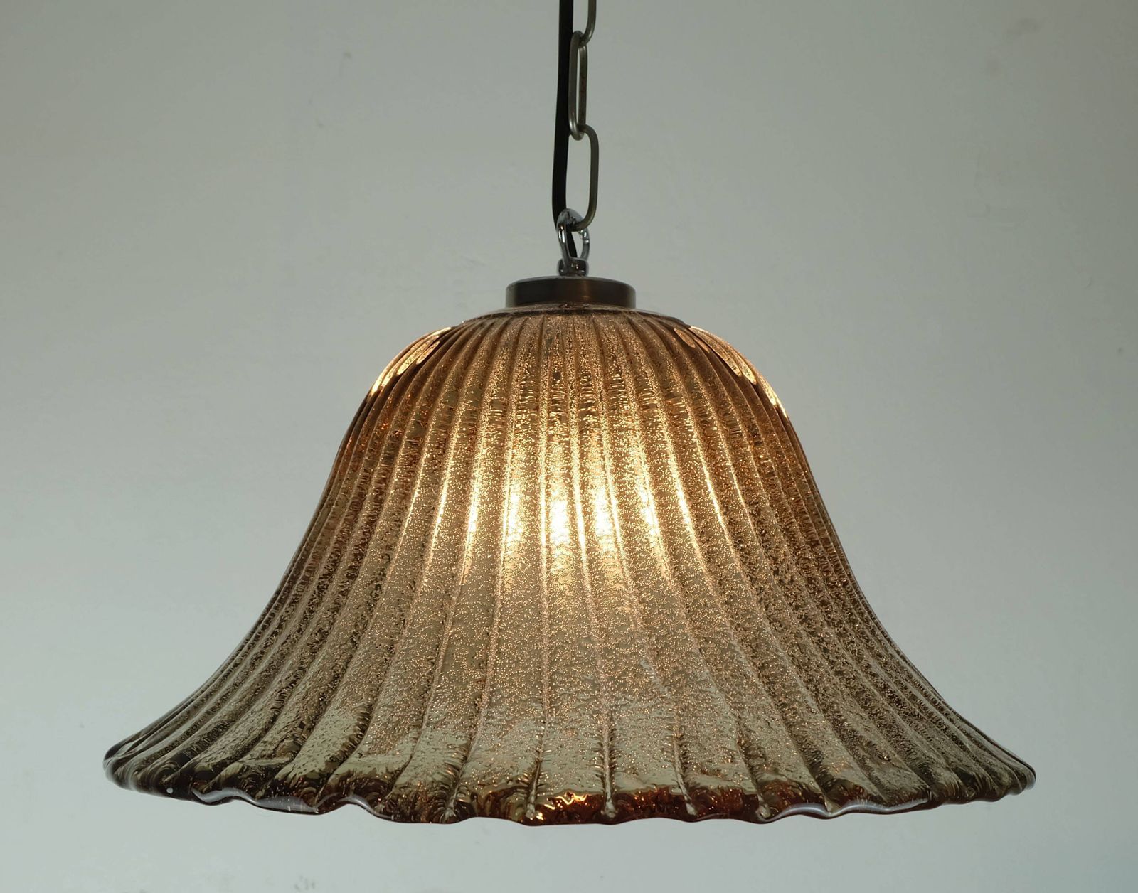 Mid Century Pendant Light Briloner Leuchten Murano Glass And Metal 1970s photo vintage