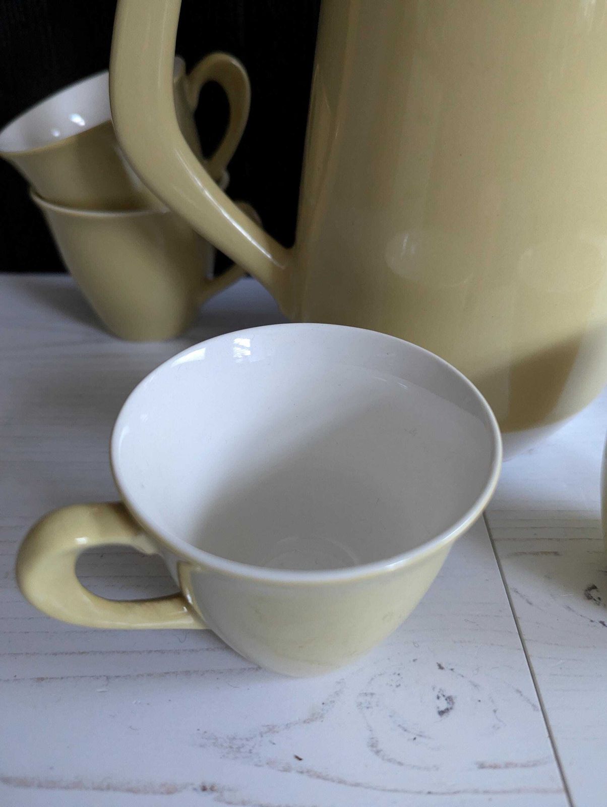 Figgjo Flint Norway Ceramic Coffee Set Coffee Pot 6 Cups 1950s 1960s Mid Century photo Home Decor