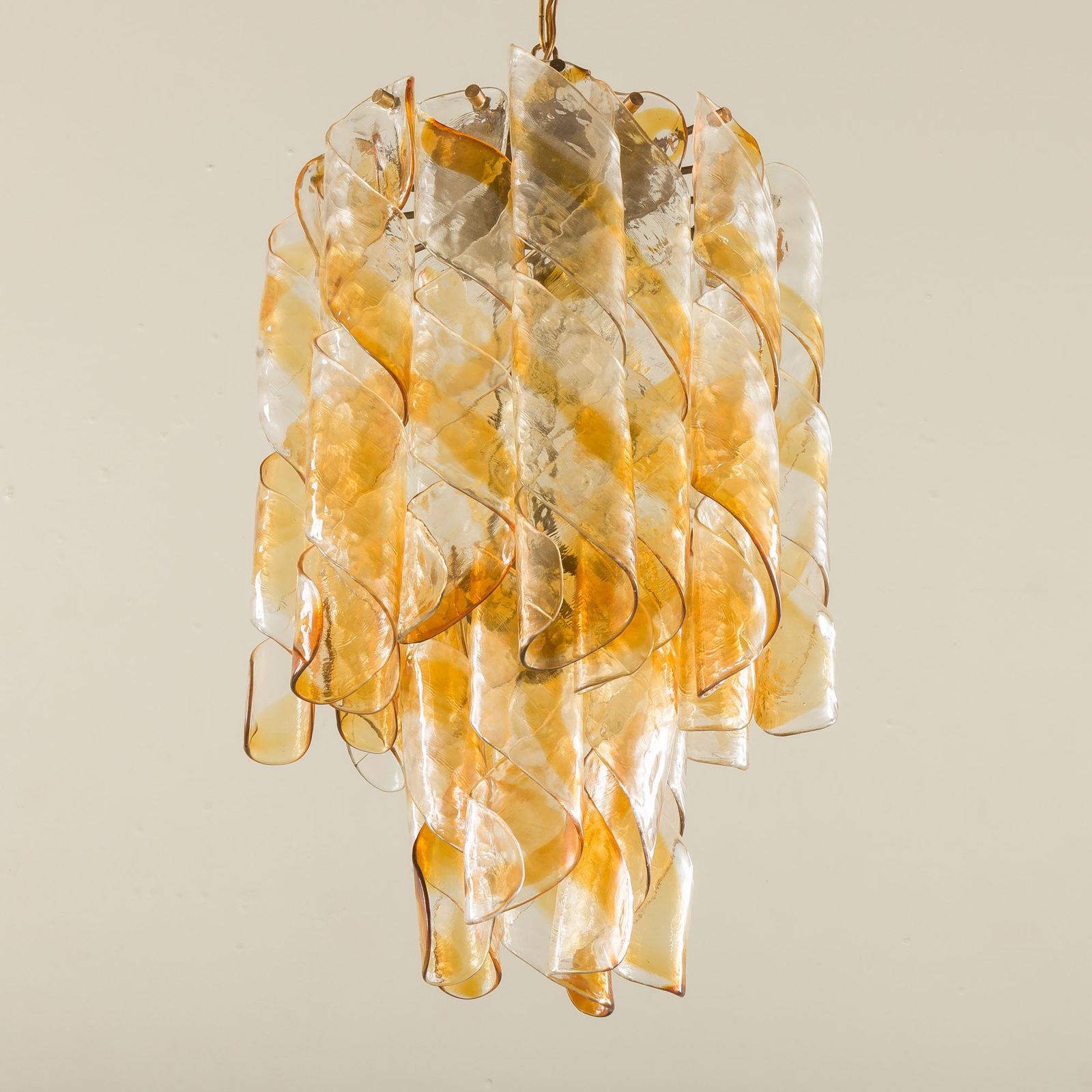 Mid Century Murano ‘Torciglione’ Glass Chandelier By Mazzega, Italy 1970s photo vintage