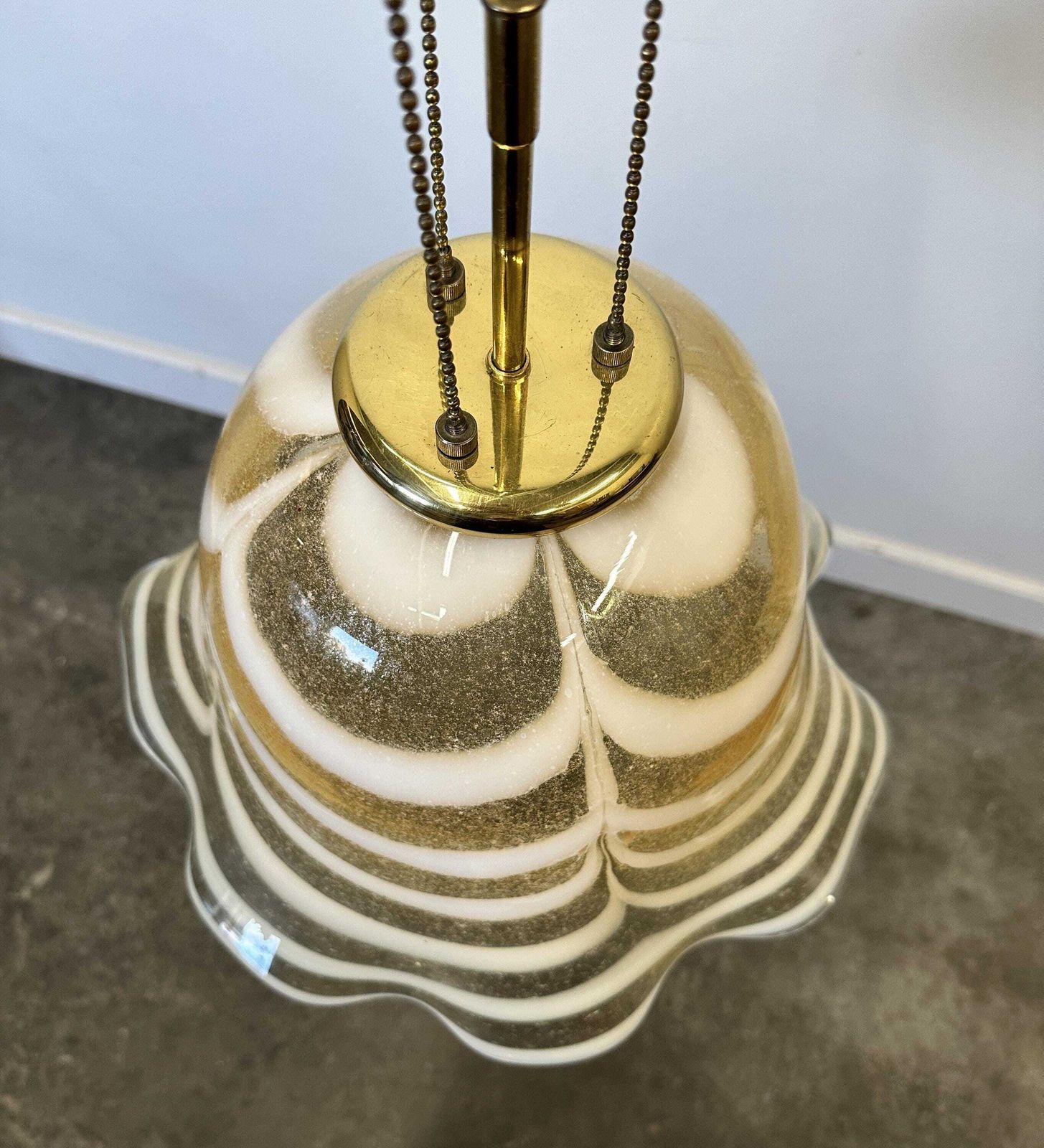 photo furniture Venetiaanse Murano Gestreepte Kunstglazen Hanglamp Fazzoletto, Italië, Jaren 1970