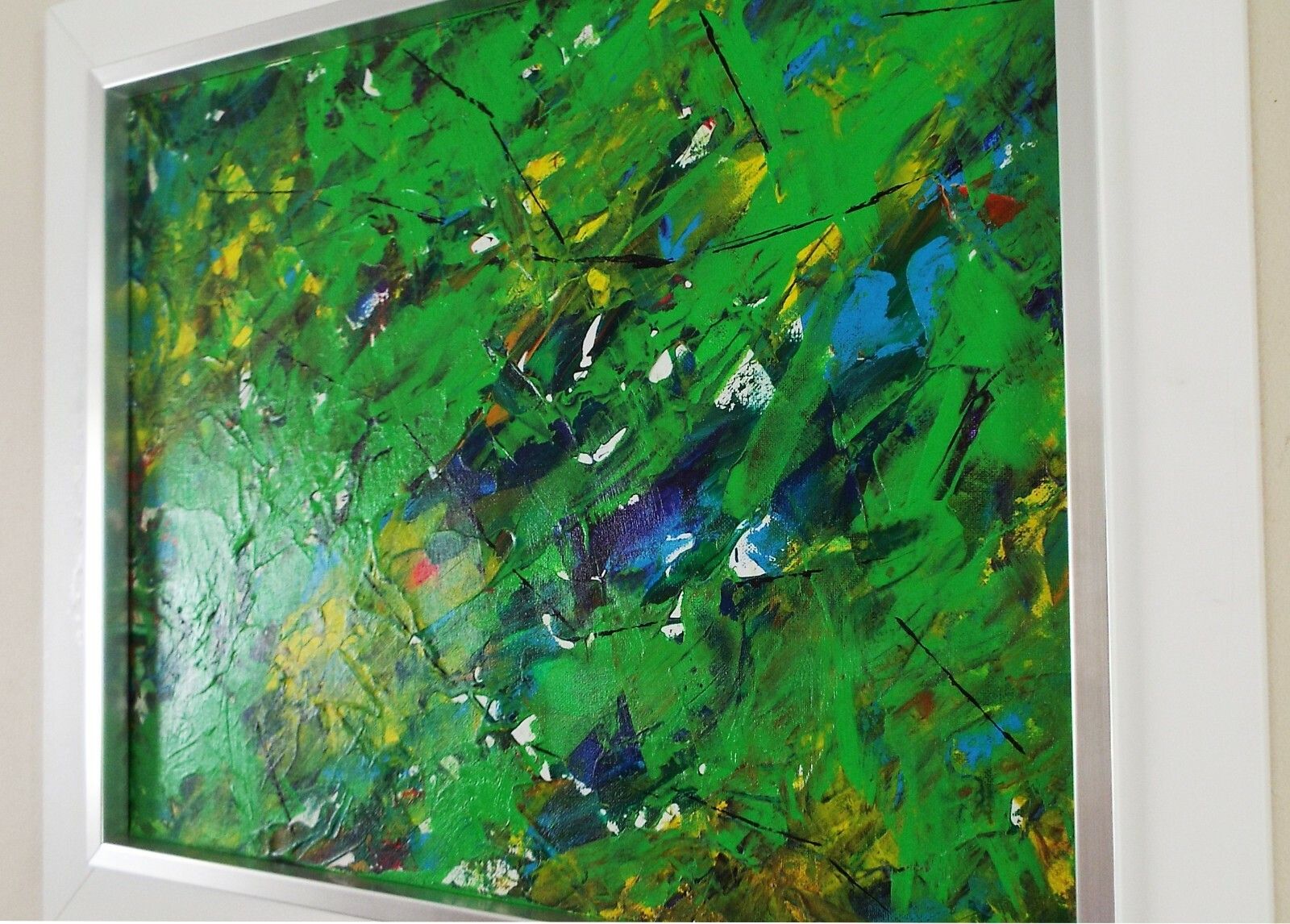 Original Abstract Landscape Painting Tropical Forest Framed James Lucas photo for sale