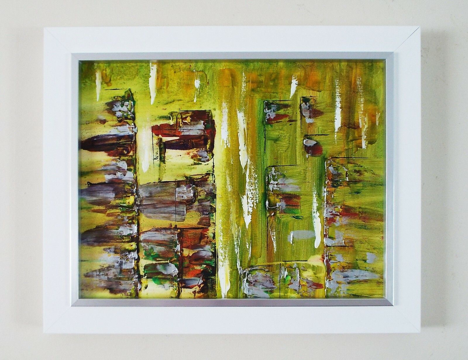 Abstract Landscape Painting Framed Original Art Mekong Market James Lucas