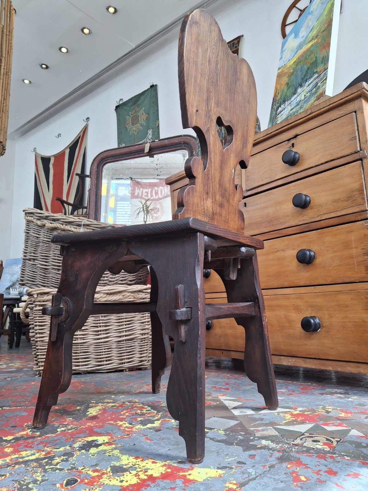 19th Century Swiss Tyrolean Folk Art Carved Chair photo vinterior