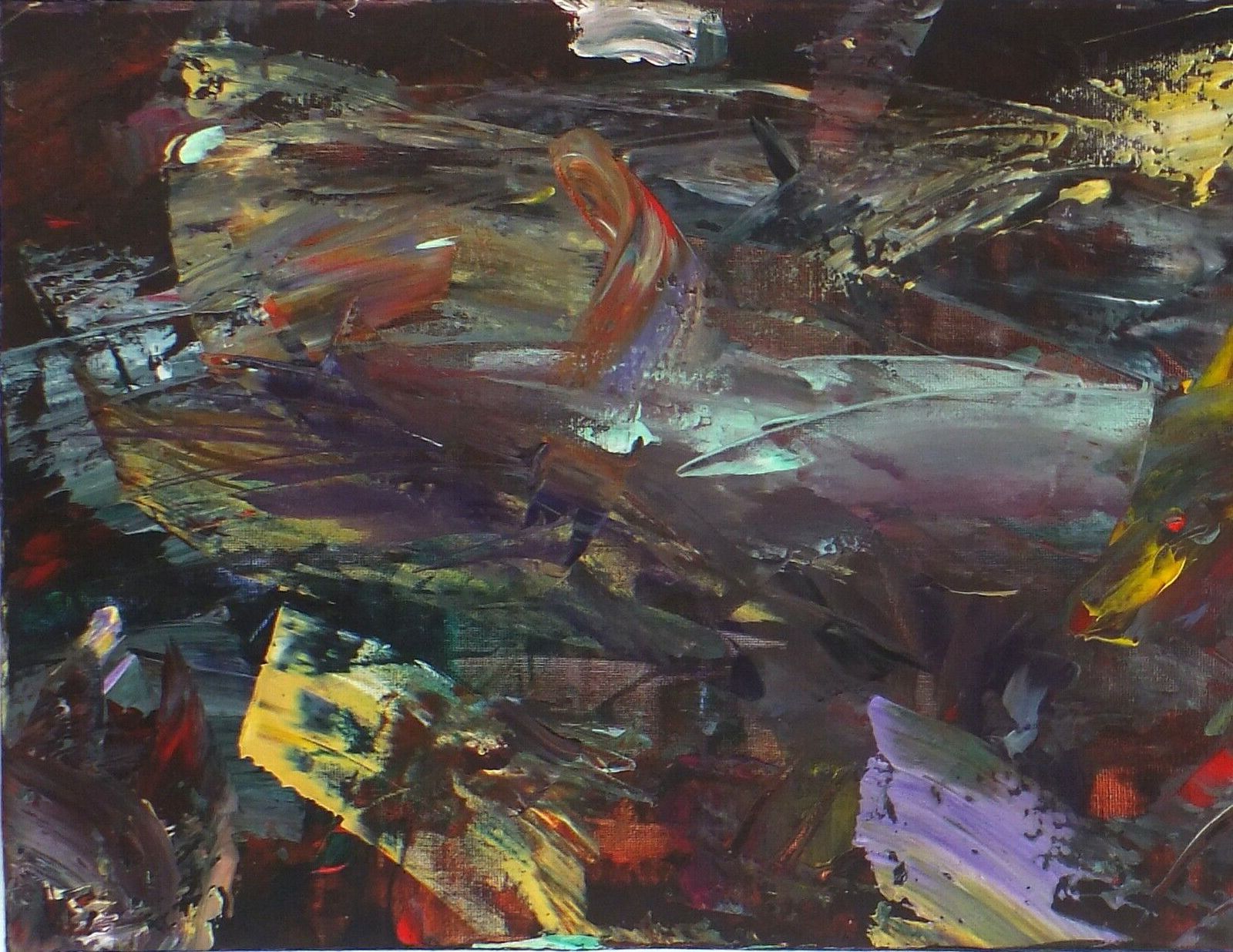 Original Painting Forbes Lucas, Hidden Dragon Dark Shadows Abstract photo Art