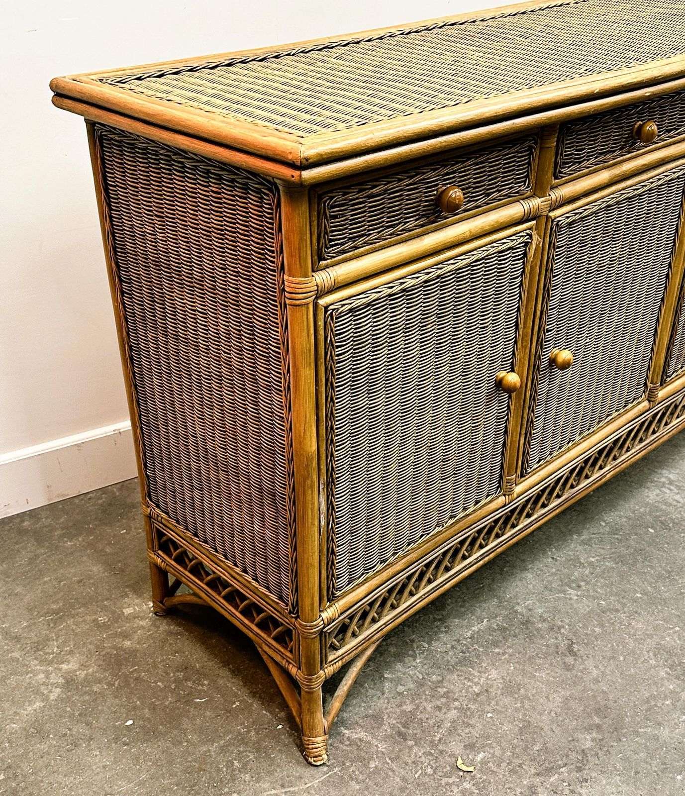 Italian Vintage Rattan And Bamboo Commode   Sideboard, Italy. 1970s. photo for sale