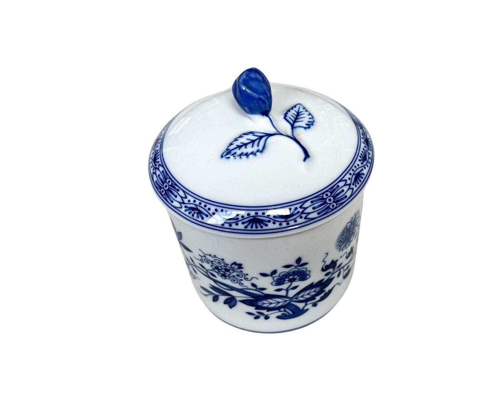 Porseleinen Koektrommel | 1 Stuk | Vintage Blauw Uien Patroon Van Hutschenreuther photo vinterior