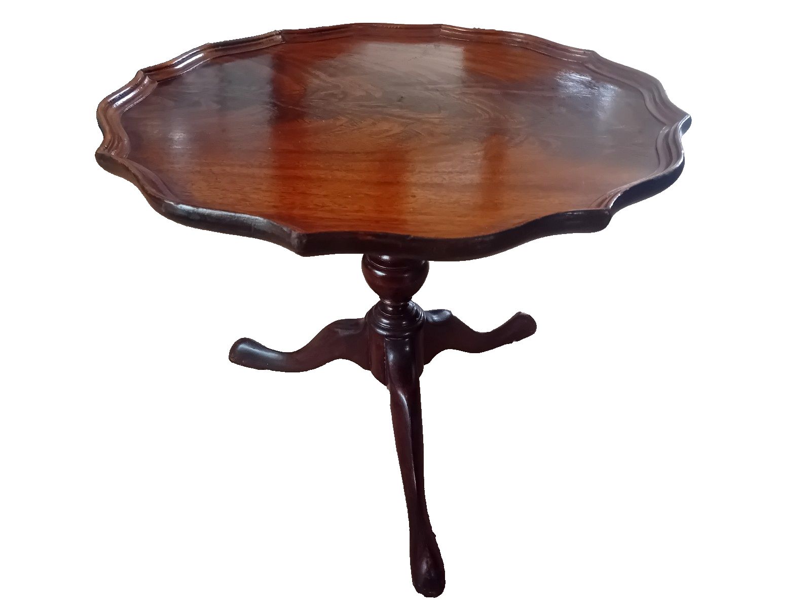 Beautiful Antique Flame Mahogany Pie Crust Edge  Lamp/Tea/Side /Wine Table photo for sale