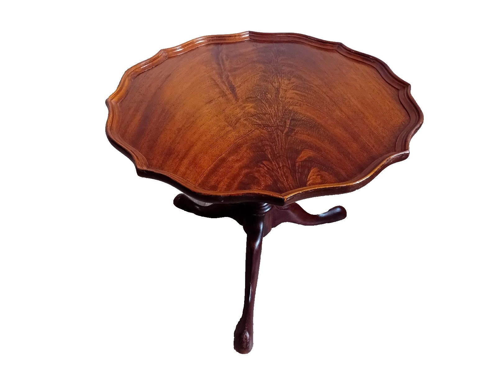 Beautiful Antique Flame Mahogany Pie Crust Edge  Lamp/Tea/Side /Wine Table photo 245.0