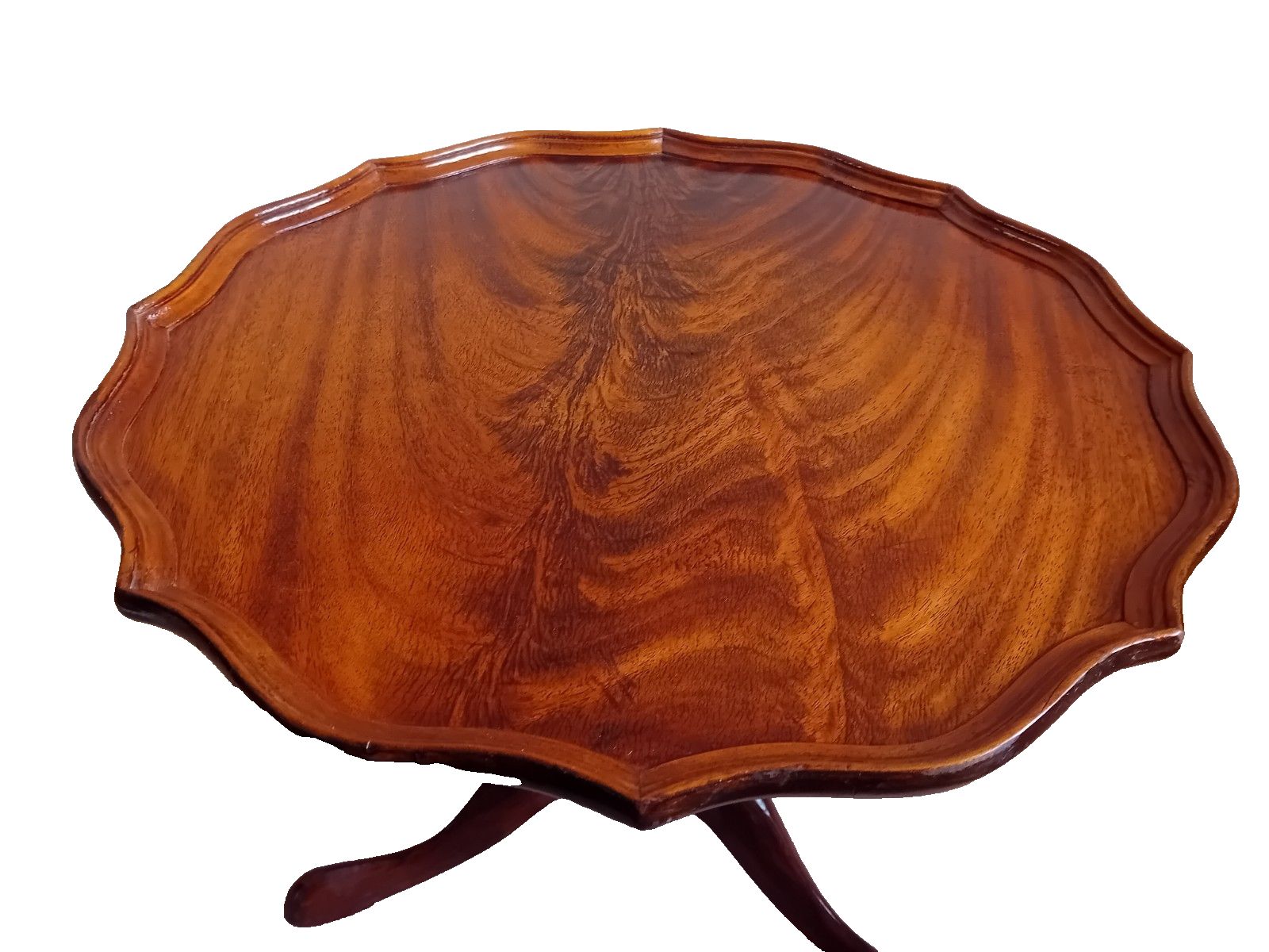 photo for sale Beautiful Antique Flame Mahogany Pie Crust Edge  Lamp/Tea/Side /Wine Table