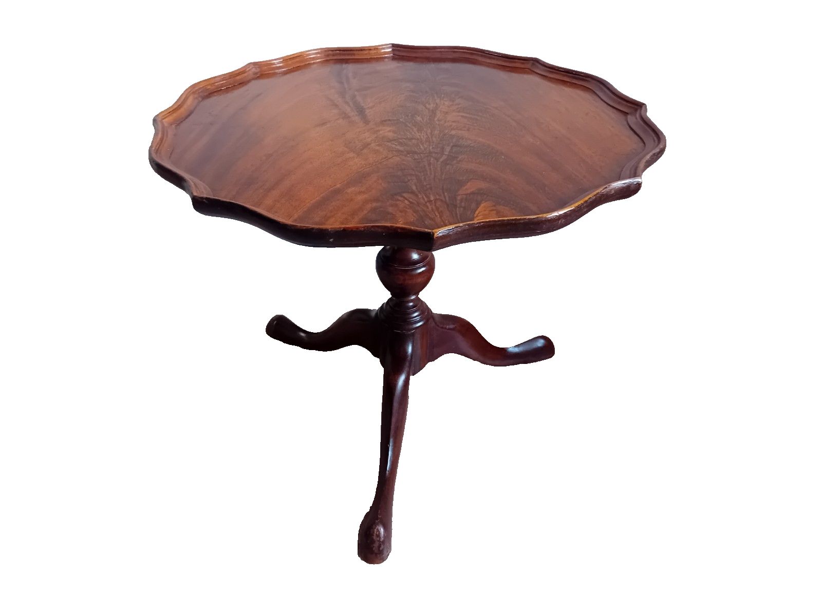 photo vinterior Beautiful Antique Flame Mahogany Pie Crust Edge  Lamp/Tea/Side /Wine Table