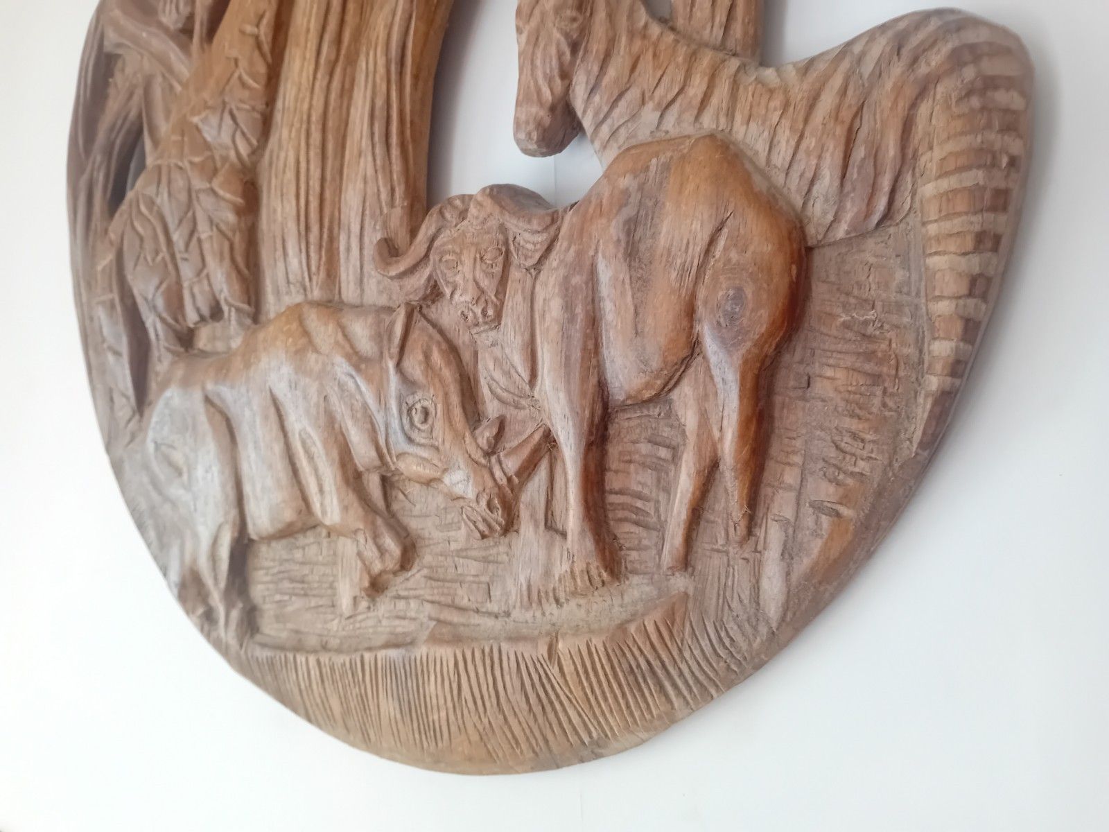 Original Mid Century Hand Carved African Circular Wall Art photo furniture