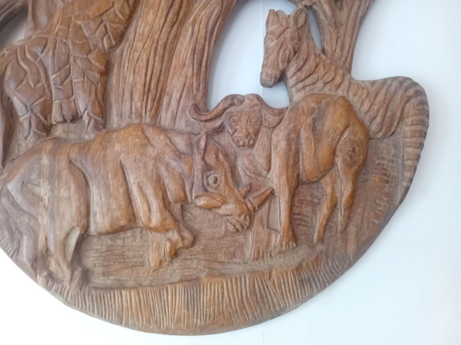 Original Mid Century Hand Carved African Circular Wall Art photo Art
