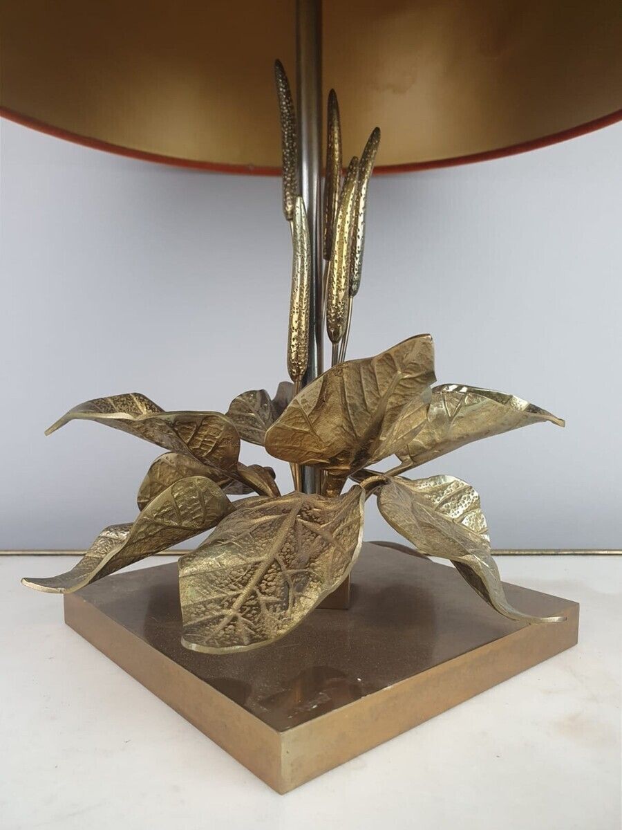 1970s Bronze Lamp With Reed Decor In The Style Of Maison Charles photo 1200.0
