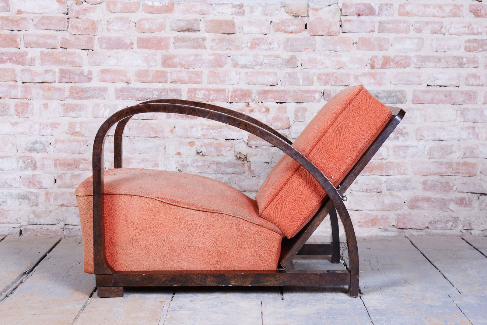 Restored Art Deco Reclining Armchair, By J. Halabala, Up Závody, Czech. 1920s photo 1550.0