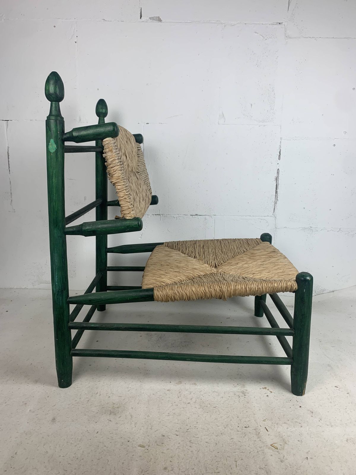 French Straw Rush Low Lounge Chair In The Style Of Charles Dudouyt, 1950s photo furniture