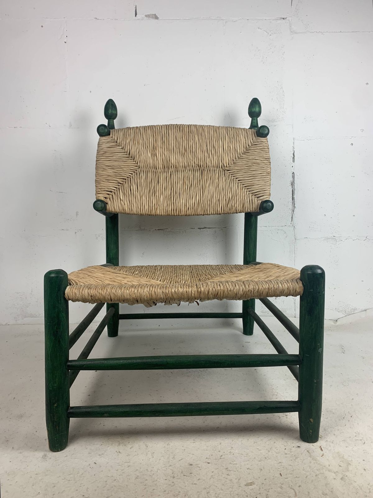 French Straw Rush Low Lounge Chair In The Style Of Charles Dudouyt, 1950s photo Furniture