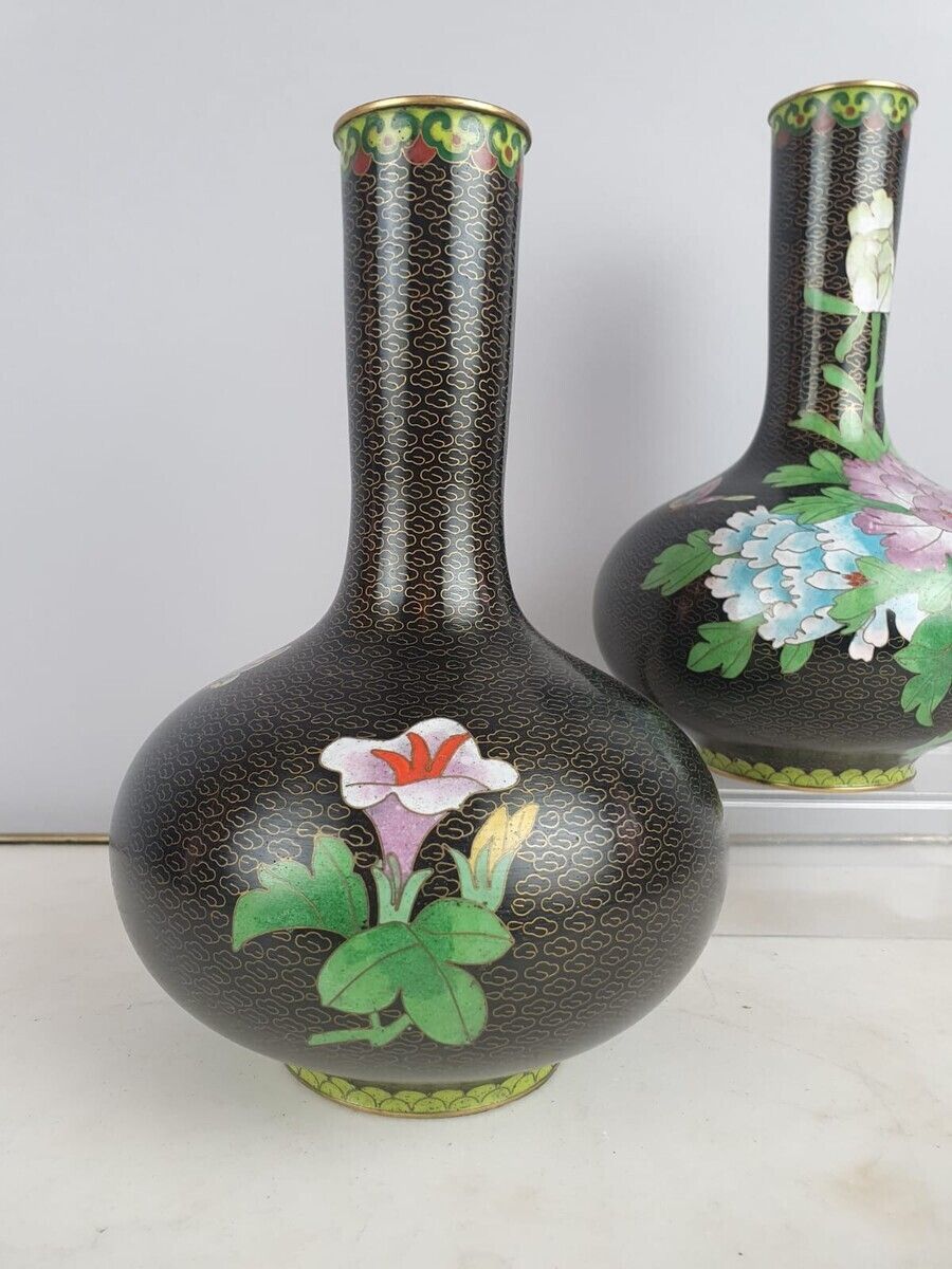 Home Decor Set Of 4 Cloisonné Bronze Vases, China 20th Century photo