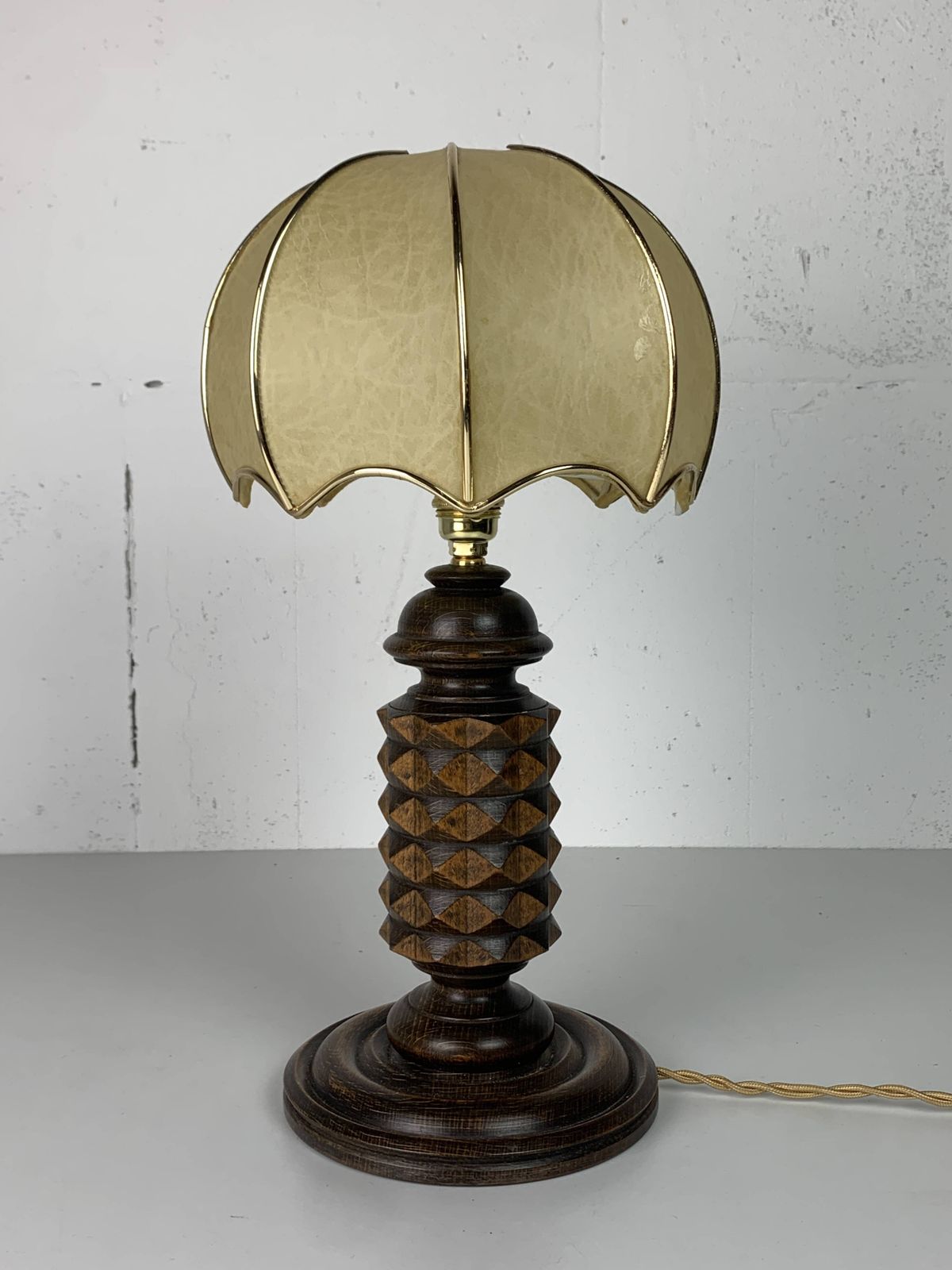 photo for sale Wood Turned Mushroom Cocoon Table Lamp In The Style Of Charles Dudouyt