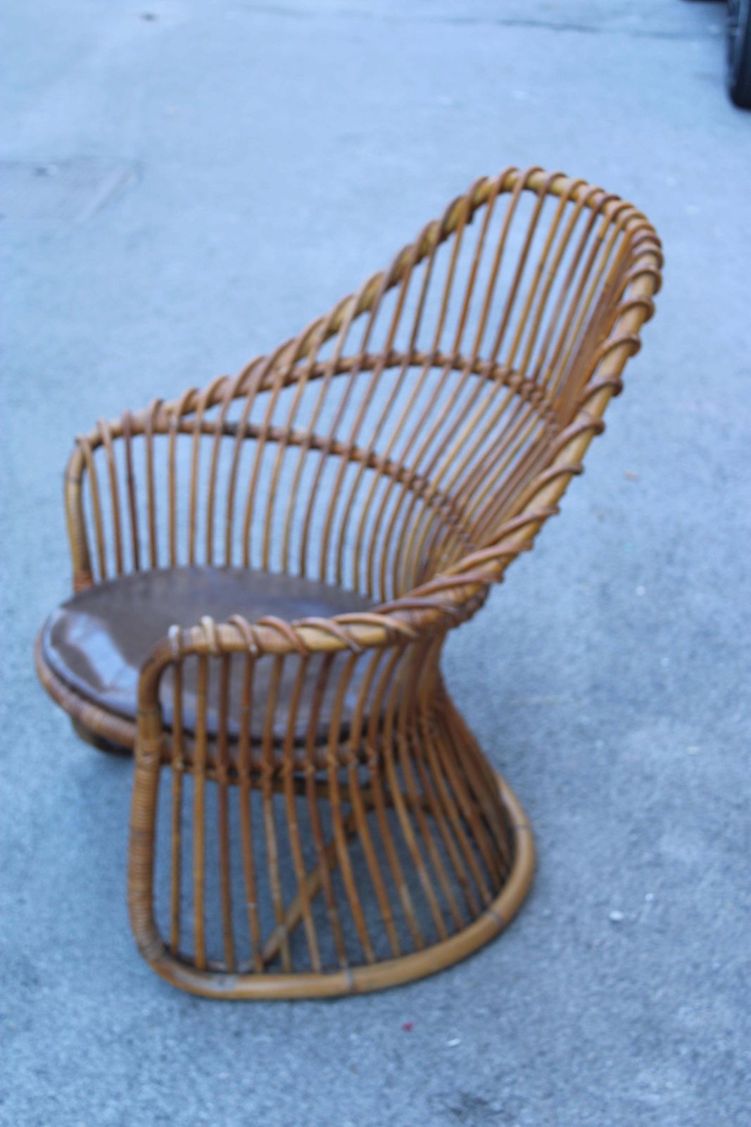photo for sale Curved Bamboo Armchair Frigerio 1950 Italian Design