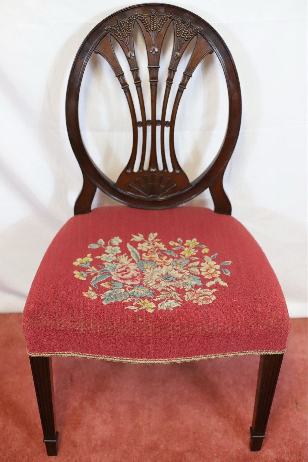 Lovely Set Of Eight Victorian Carved Mahogany Hepplewhite Style Dining Chairs photo vintage
