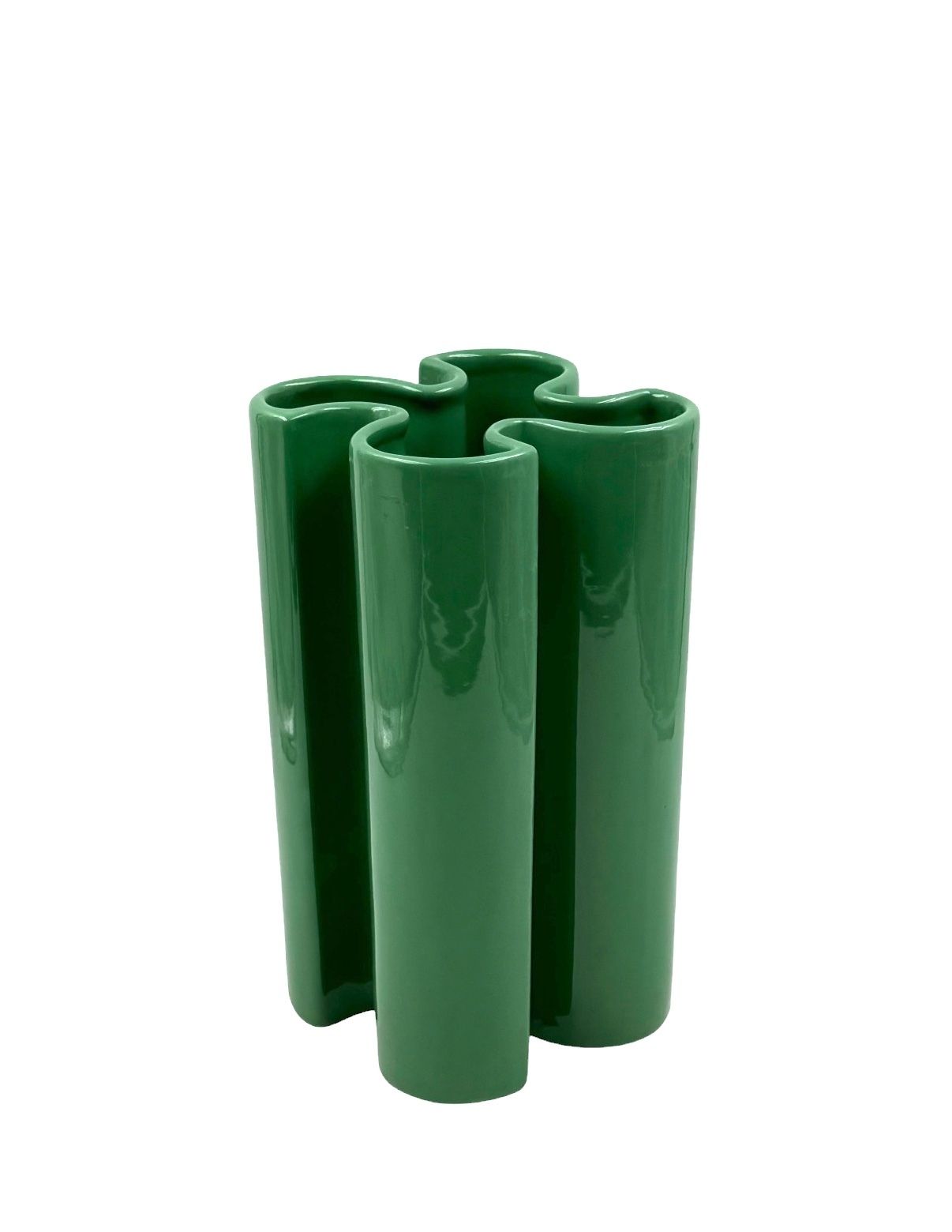 Franco Bettonica, Space Age Rare Green Ceramic Vase, Gabbianelli Italy Ca. 1970