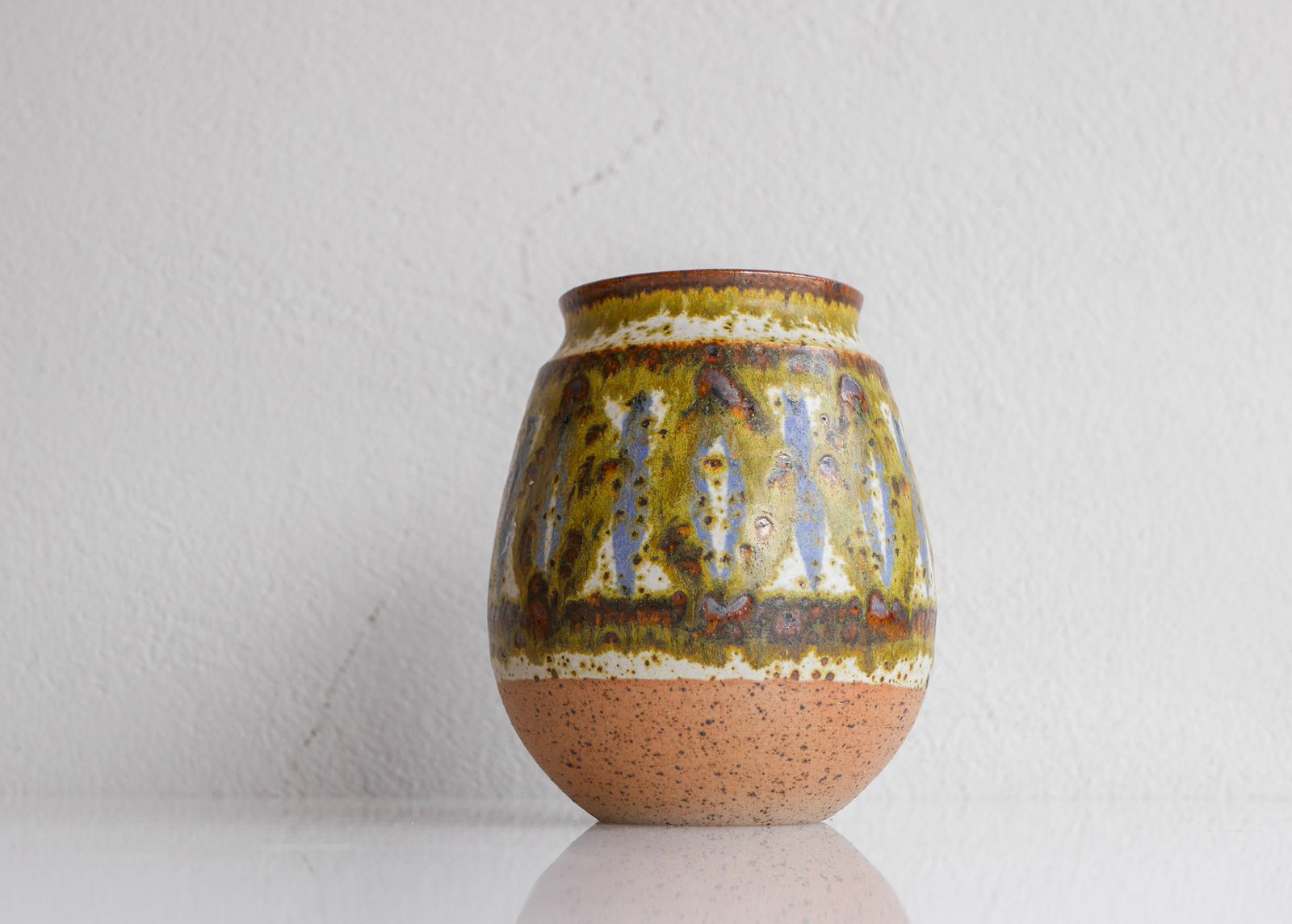 Mid Century Modern Danish Art Pottery Vase By Michael Andersen, Bornholm