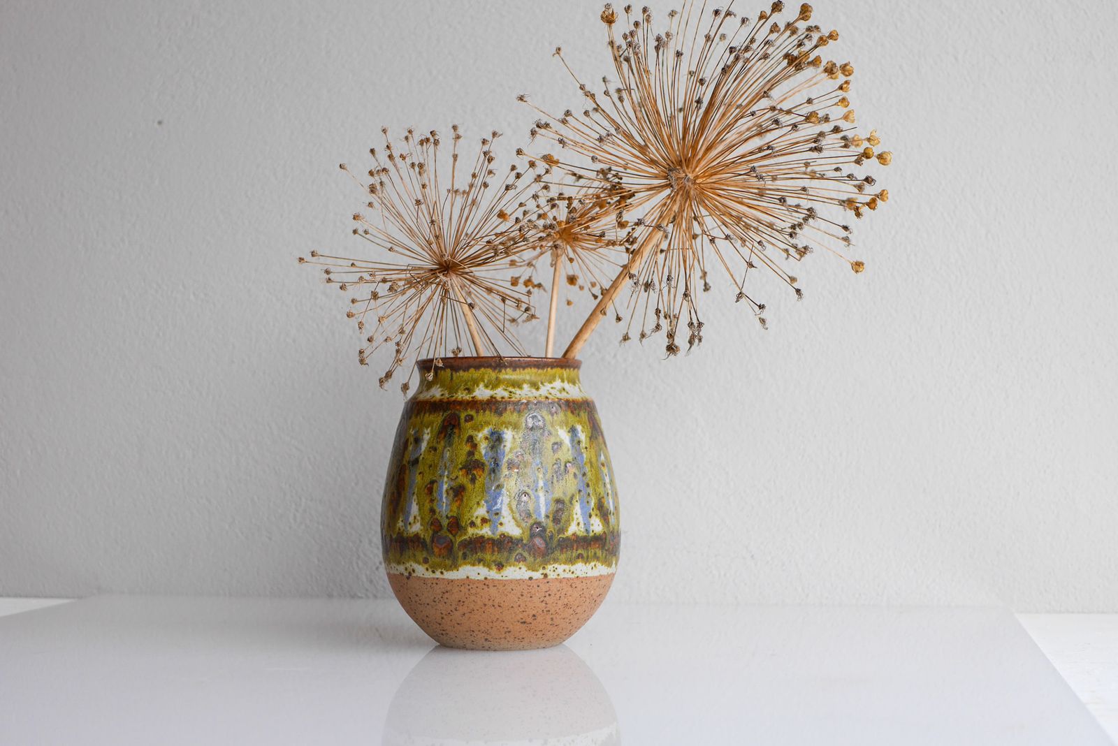 photo for sale Mid Century Modern Danish Art Pottery Vase By Michael Andersen, Bornholm