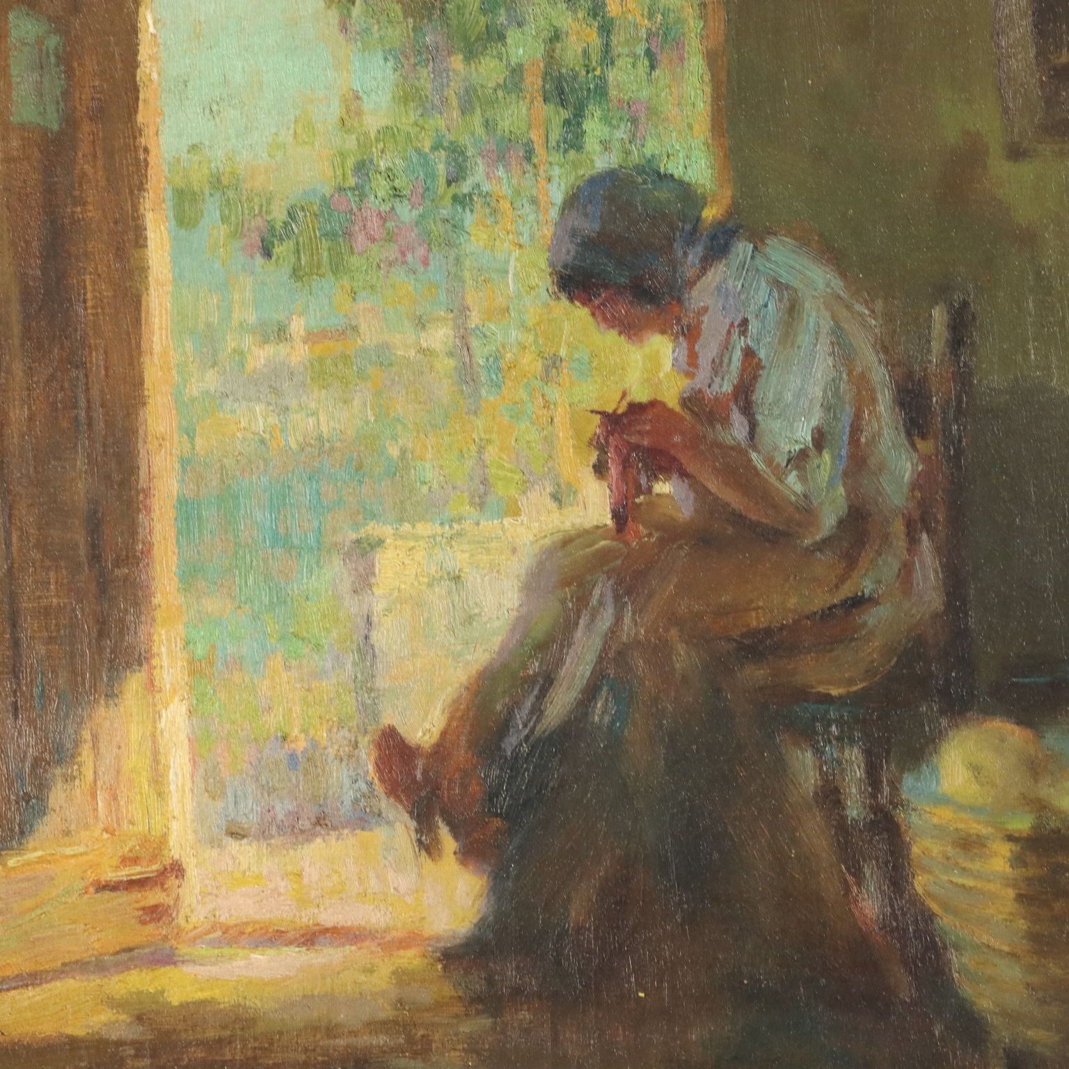 G. Solenghi Antique Painting Interior With Figures Oil On Canvas 1917 photo Art