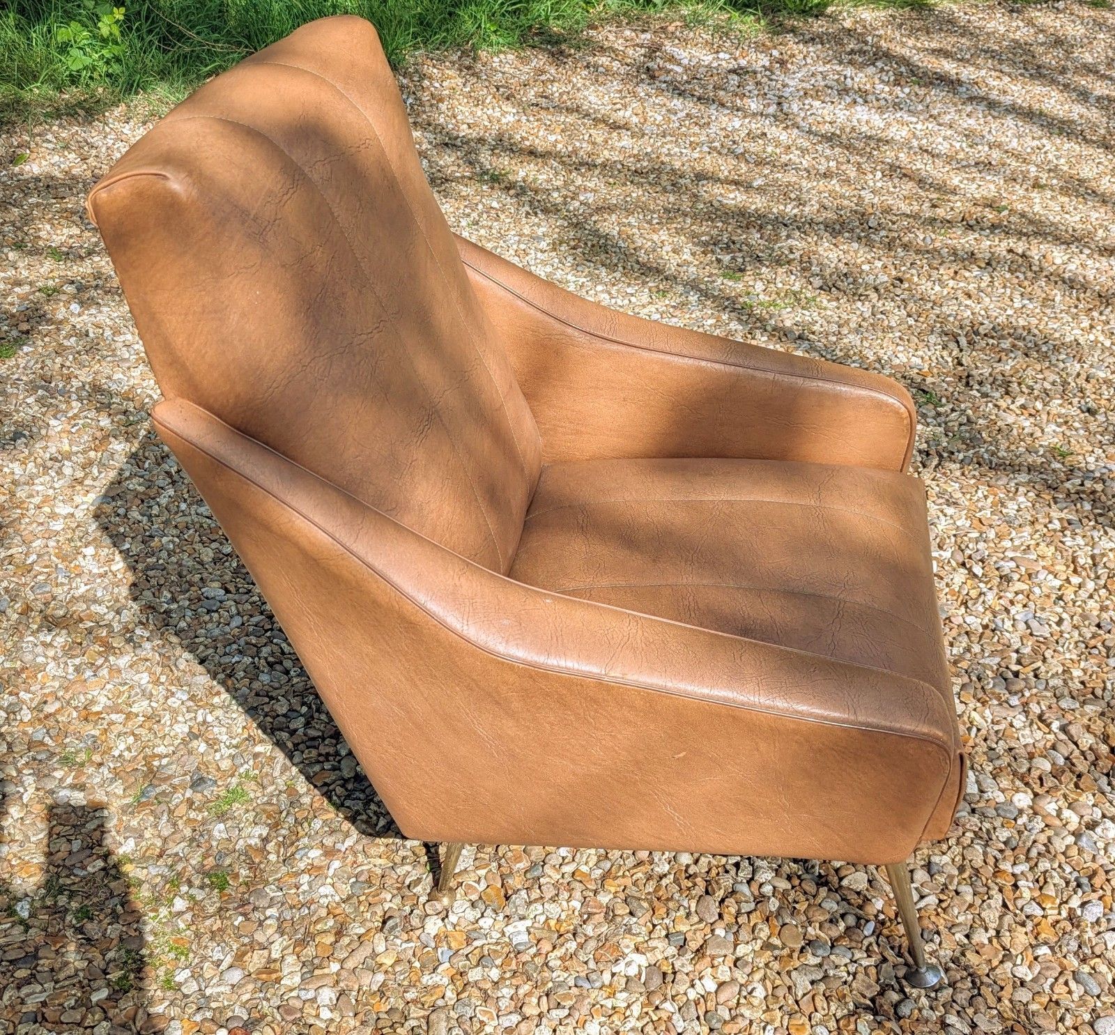 Quality Vintage 1960 Italian Armchair Brass Taper Supports  Delivery Available photo 977.0