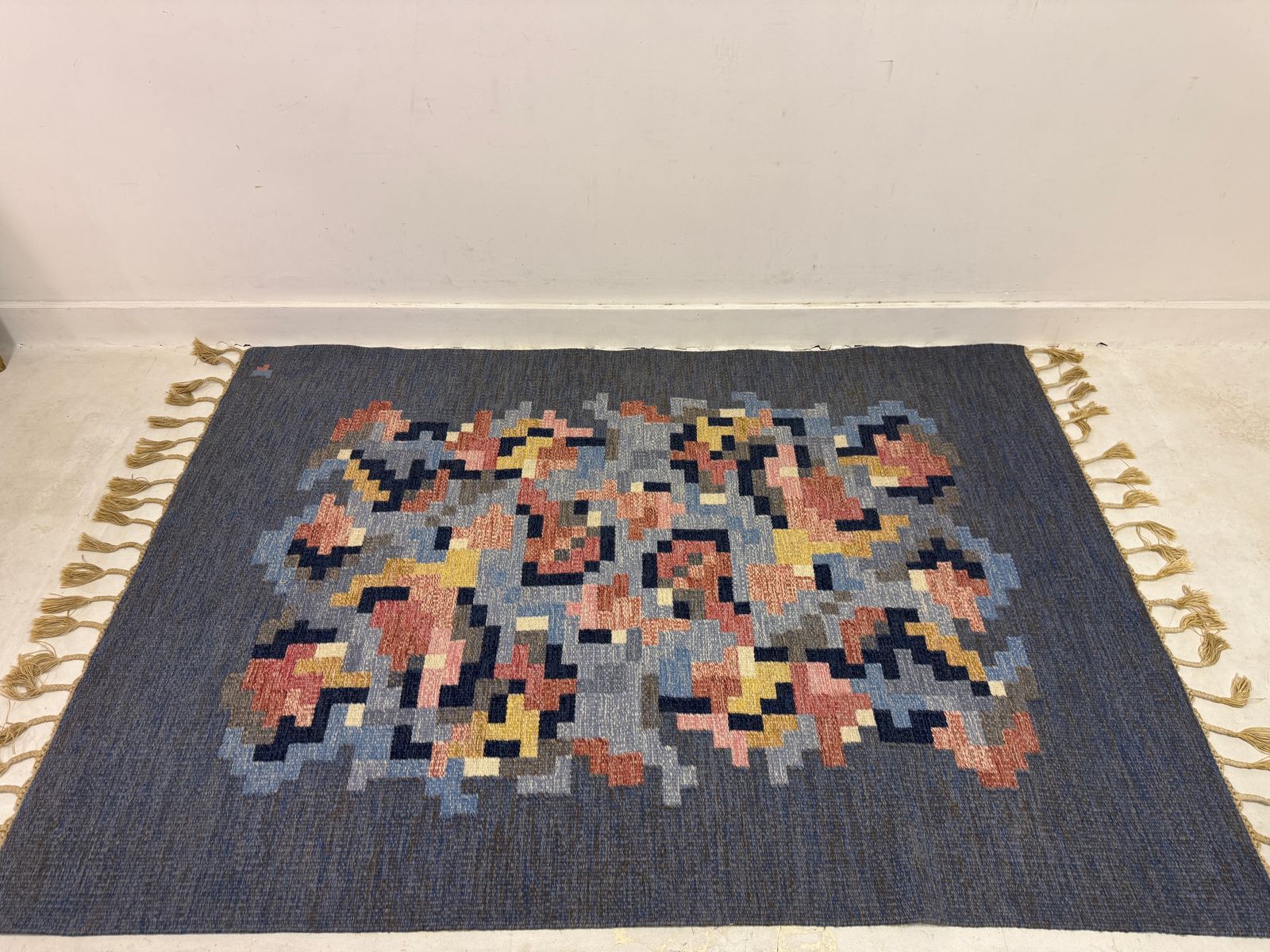 Handwoven Wool Flatweave Rölakan Korall Rug By Erik Lundberg, Sweden, 1960s photo buy