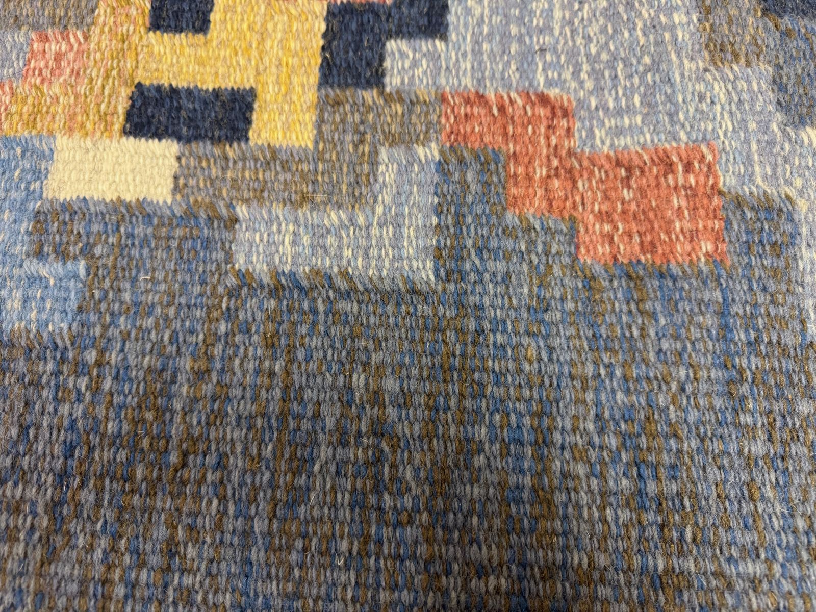 photo for sale Handwoven Wool Flatweave Rölakan Korall Rug By Erik Lundberg, Sweden, 1960s