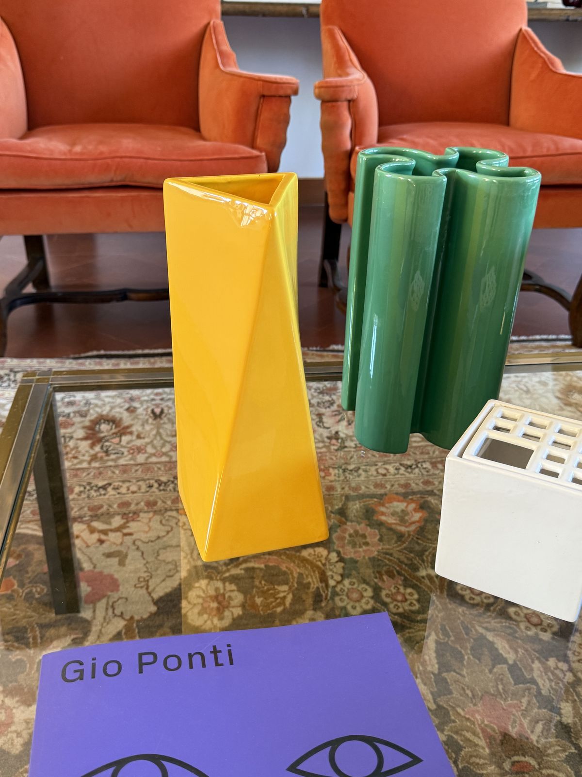 Space Age Yellow Ceramic Vase, Pietro Arosio, Parravicini Italy Ca. 1960 photo Home Decor
