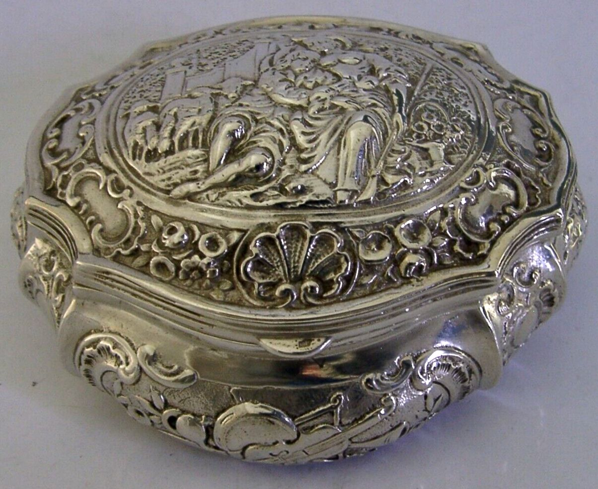Heavy 110g Superb German Solid Silver Table Trinket Table Box C1900 Antique photo for sale