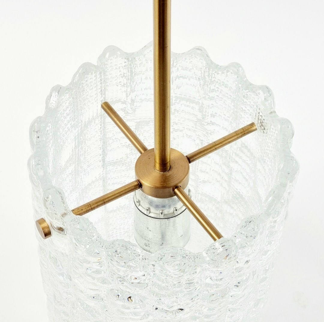 Mid Century Scandinavian Crystal Glass & Brass Ceiling Light By Carl Fagerlund For Orrefors, Sweden, 1960s photo buy