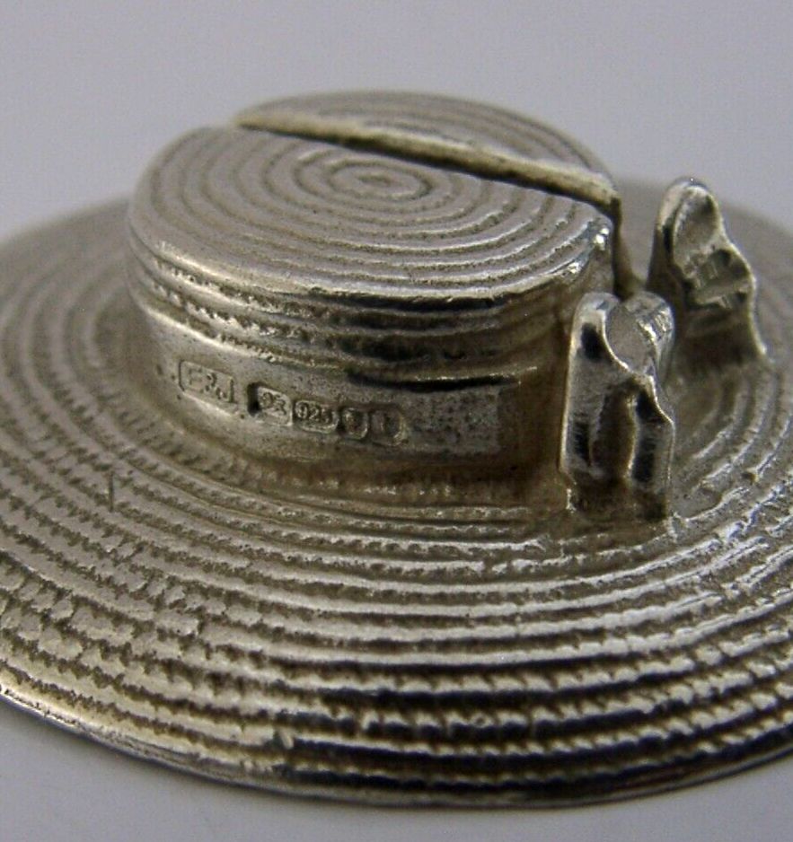 Pair Of English Sterling Silver Straw Hat Menu Holders 2018 Novelty photo vintage