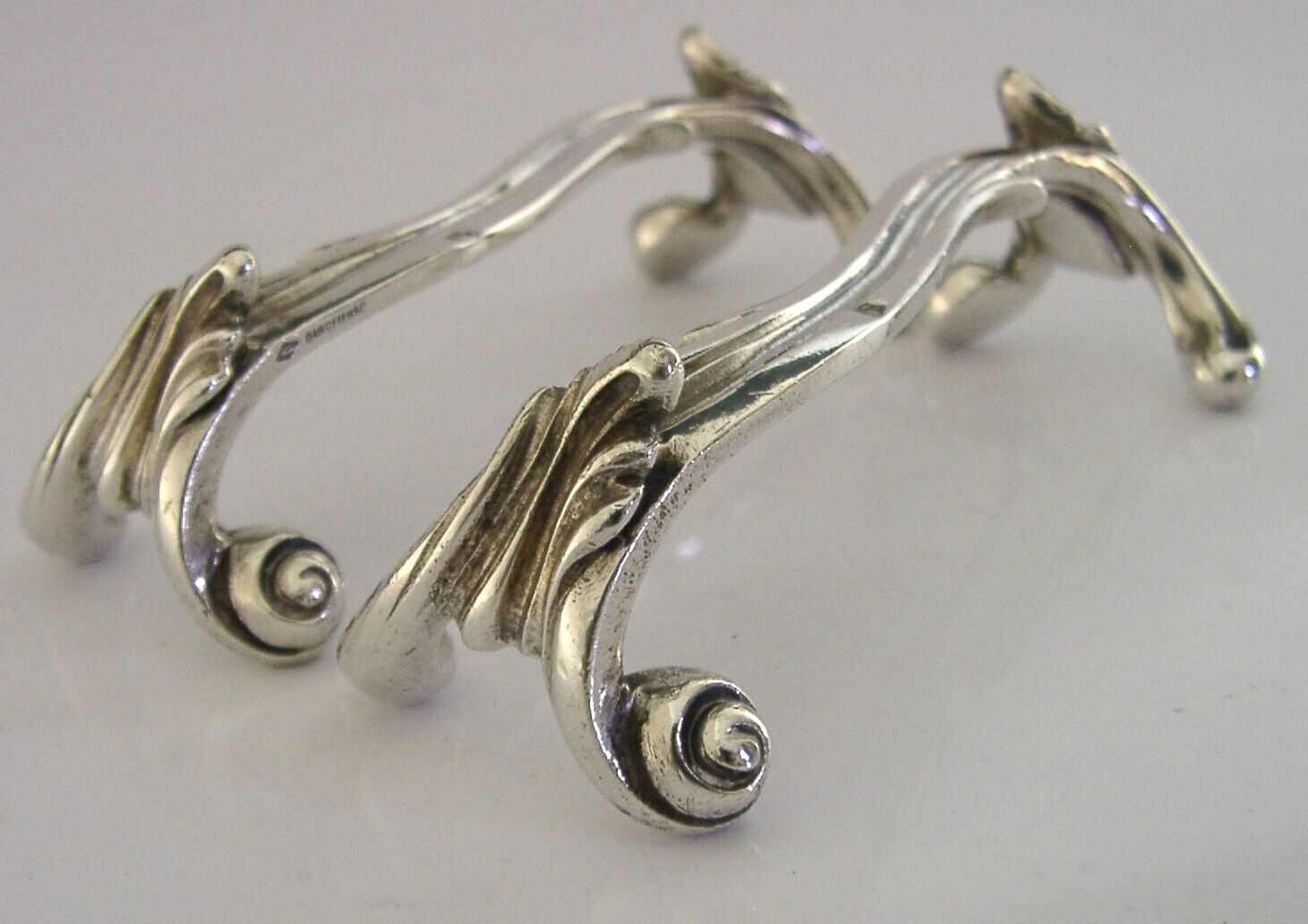 Rare Cardeilhac French Cast Sterling Silver Cutlery Rests 1880 Antique 112g photo vintage