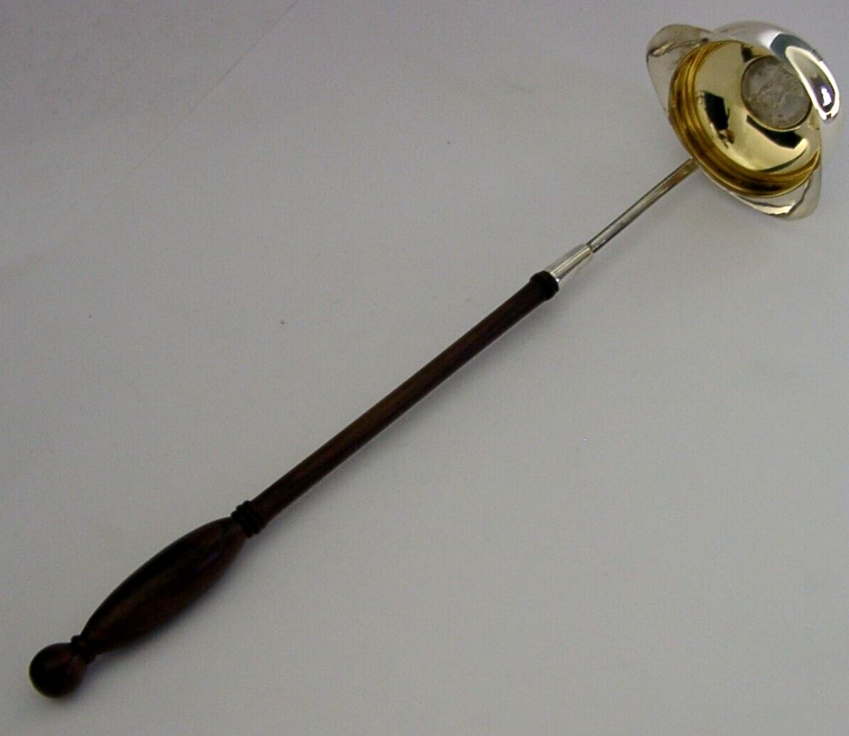 Mint 11+Inch English Sterling Silver Wooden Handled Toddy Punch Ladle 2002 Cased photo for sale