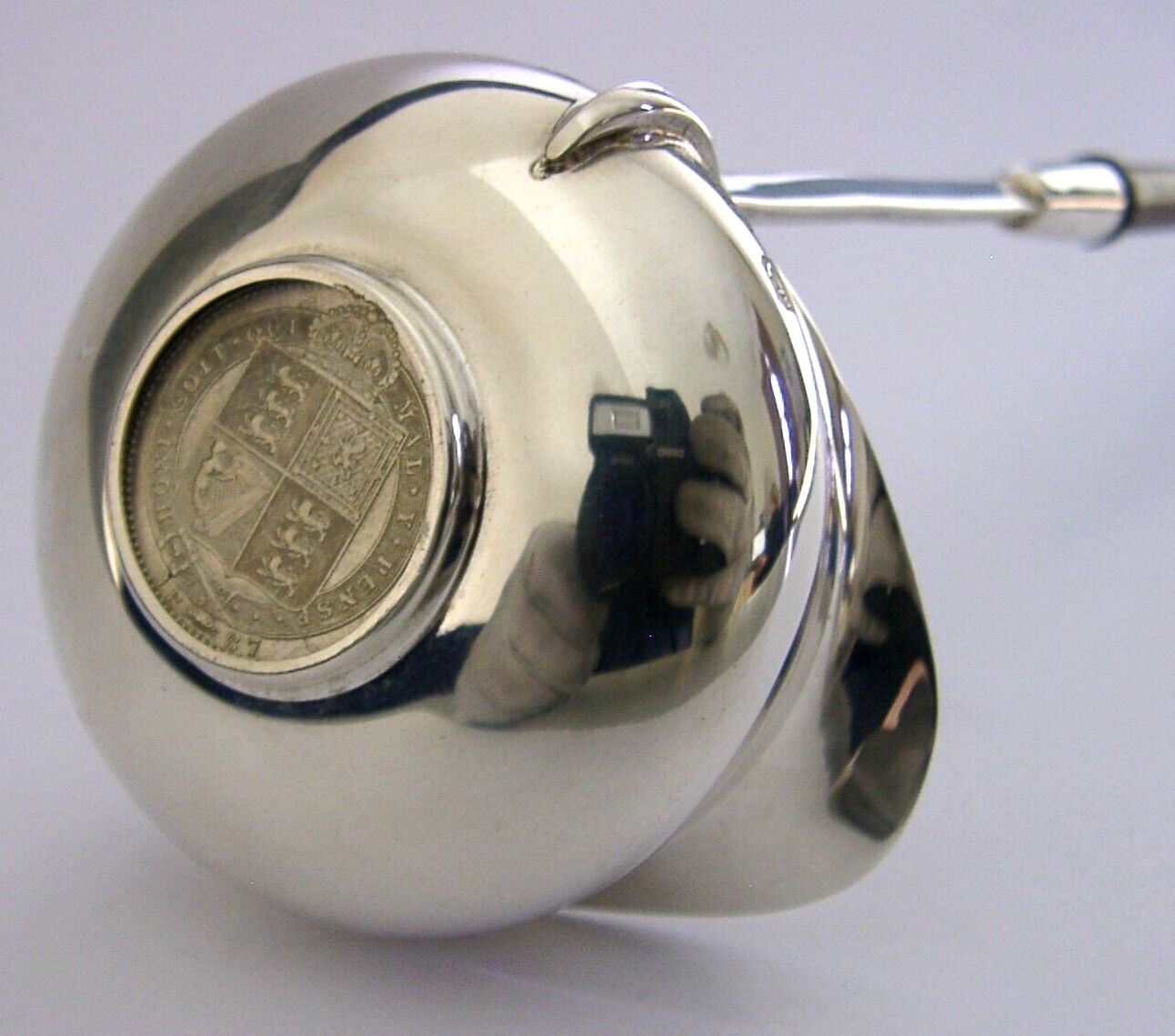 Mint 11+Inch English Sterling Silver Wooden Handled Toddy Punch Ladle 2002 Cased photo Home Decor