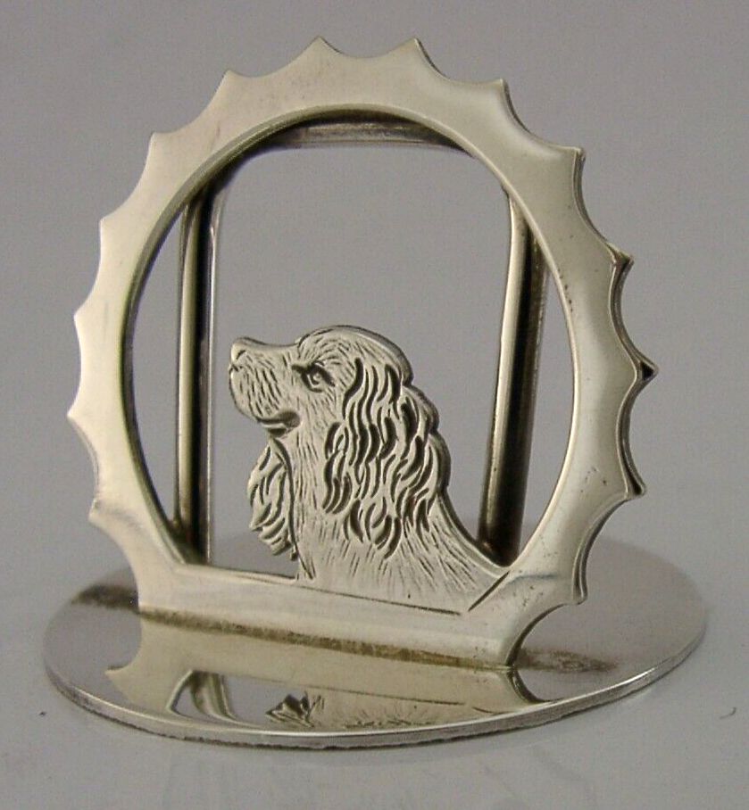 Sterling Silver Spaniel Gun Dog Animal Menu Holder 1993 Hunting Shooting photo furniture