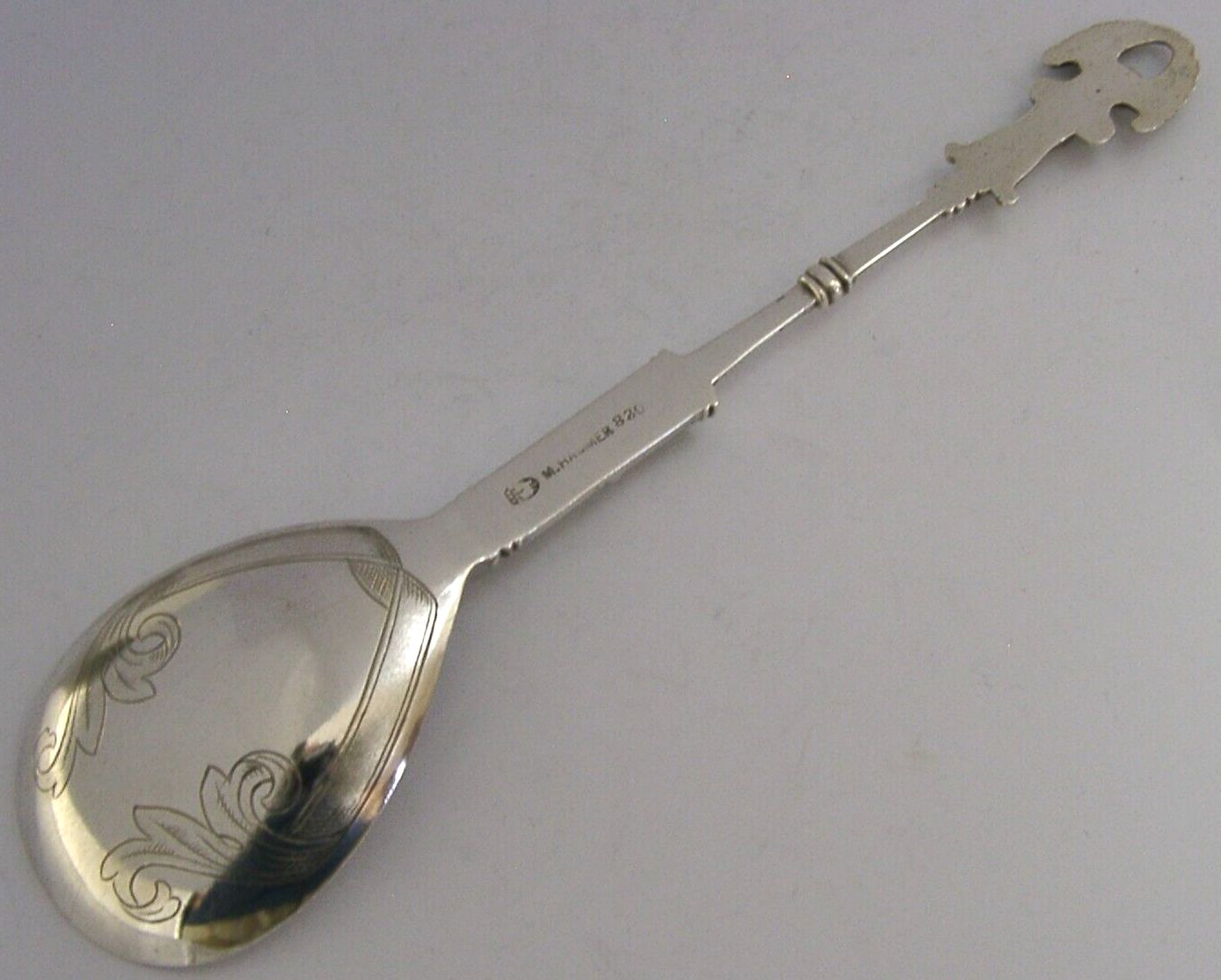 Large Marius Hammer Norwegian Antique Silver 830s Baptism Spoon 56g Norway C1900 photo 115.0