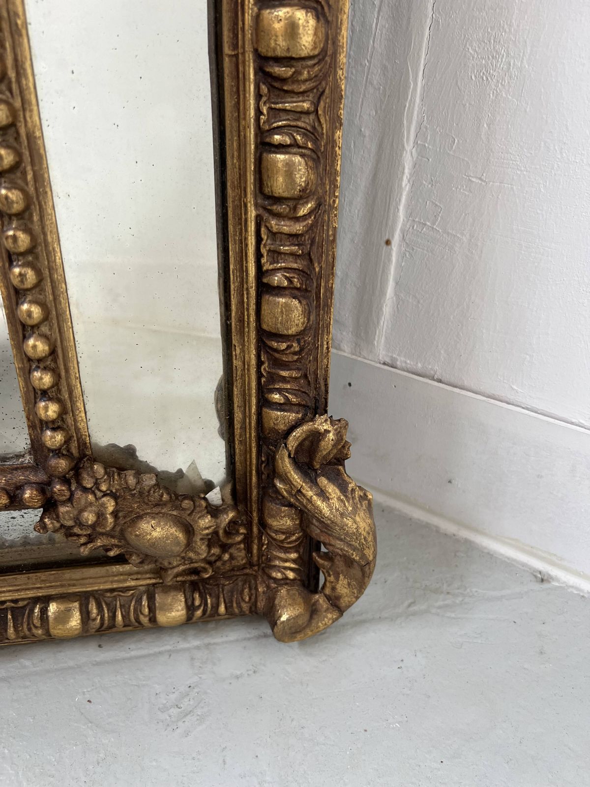 Louis XVI Style Mirror With Parecloses In Wood And Gilded Stucco 19th Century photo buy