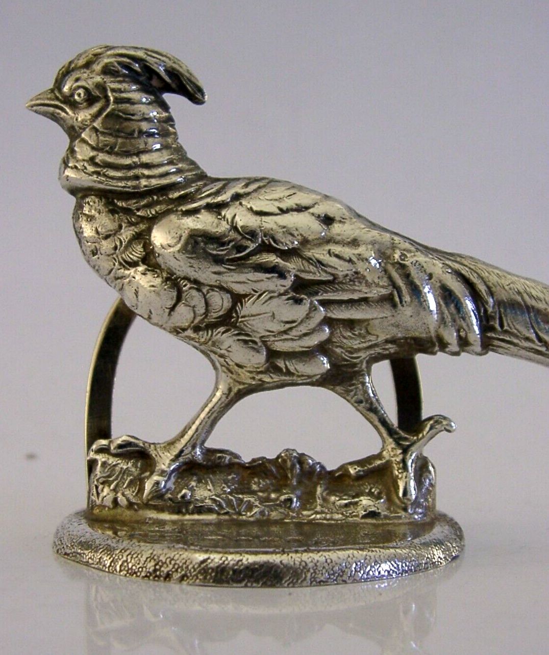 Superb Large Solid Sterling Silver Golden Pheasant Menu Holder 1977 Animal 60g photo 225.0