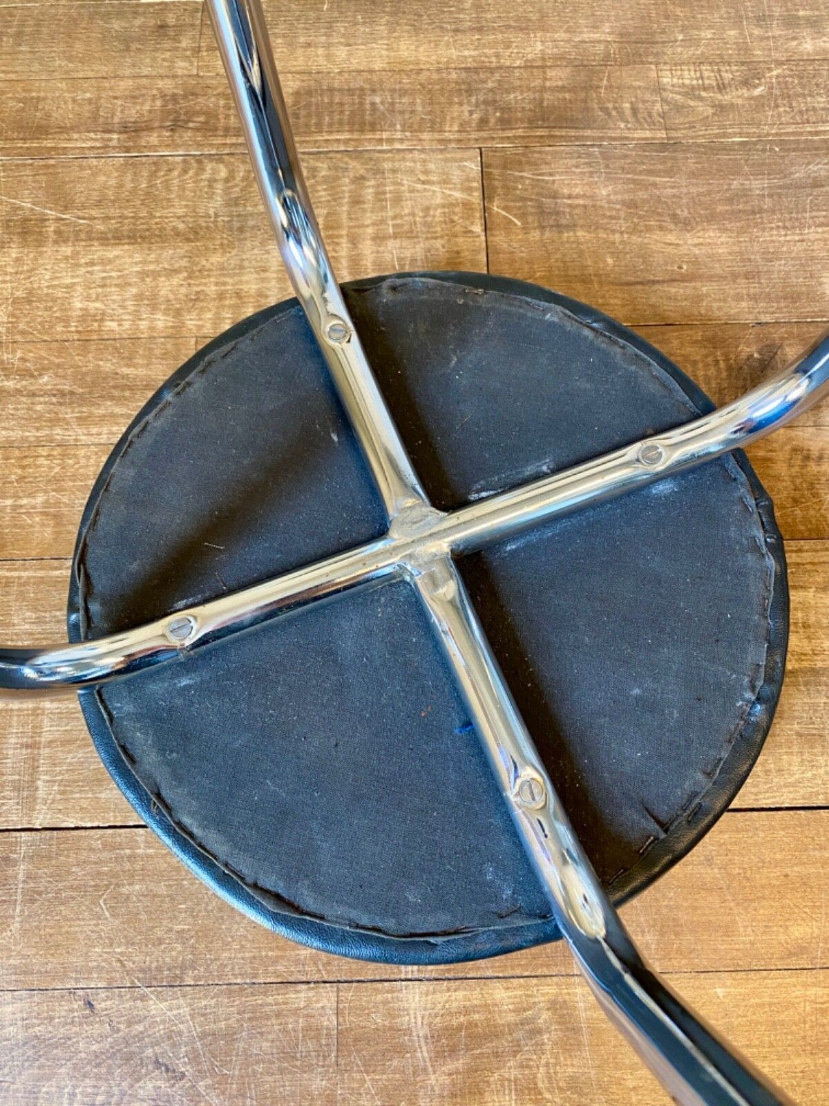 1 Of 2 Matching Original Vintage Mid Century 1960s Black & Chrome Stools. photo buy