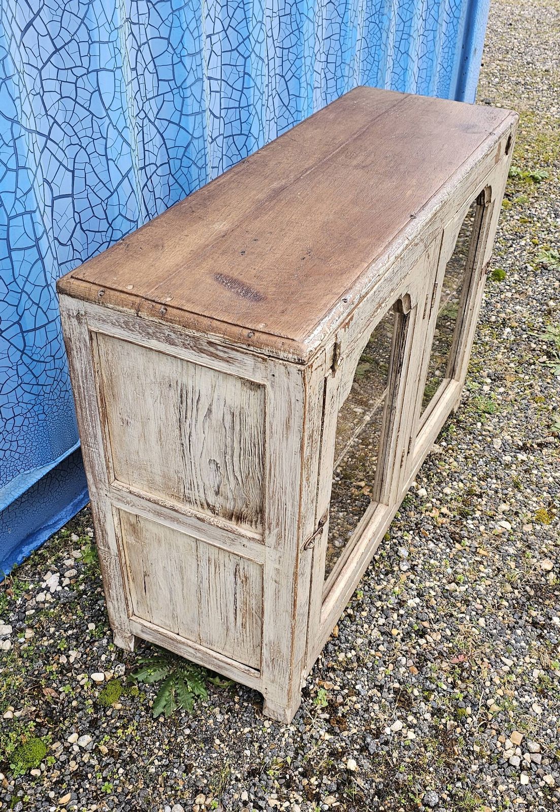 Old Glass Sideboard In Teak, 1800s photo buy