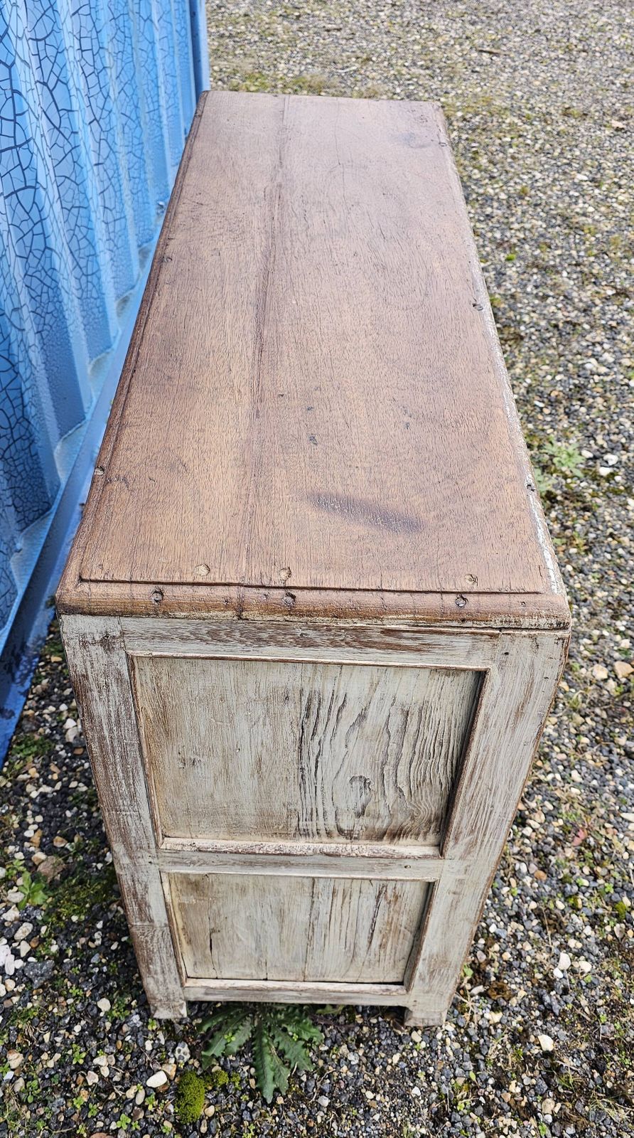 Old Glass Sideboard In Teak, 1800s photo vintage