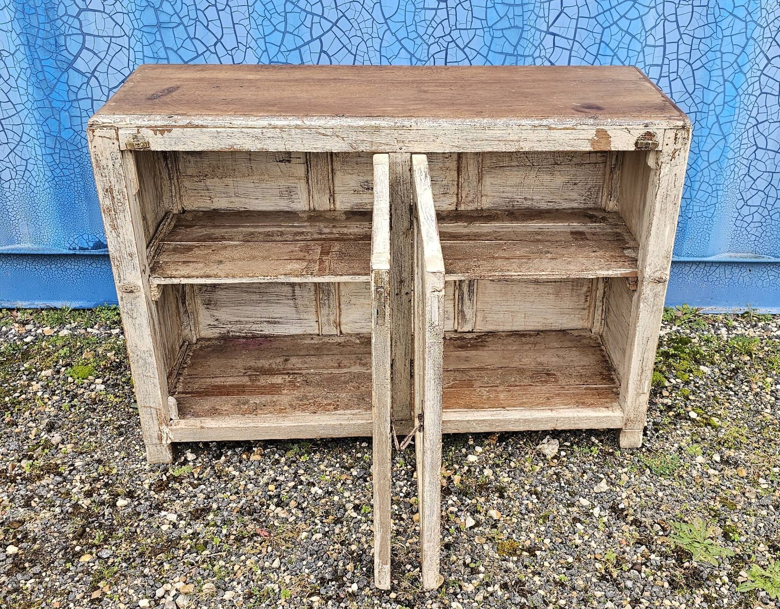 photo buy Old Glass Sideboard In Teak, 1800s