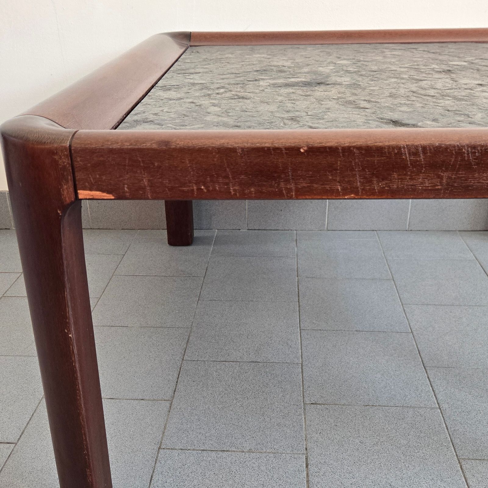 1899.0 Vintage 1960 Scandinavian Teak Rosewood & Shale Stone Coffee Table 60s photo