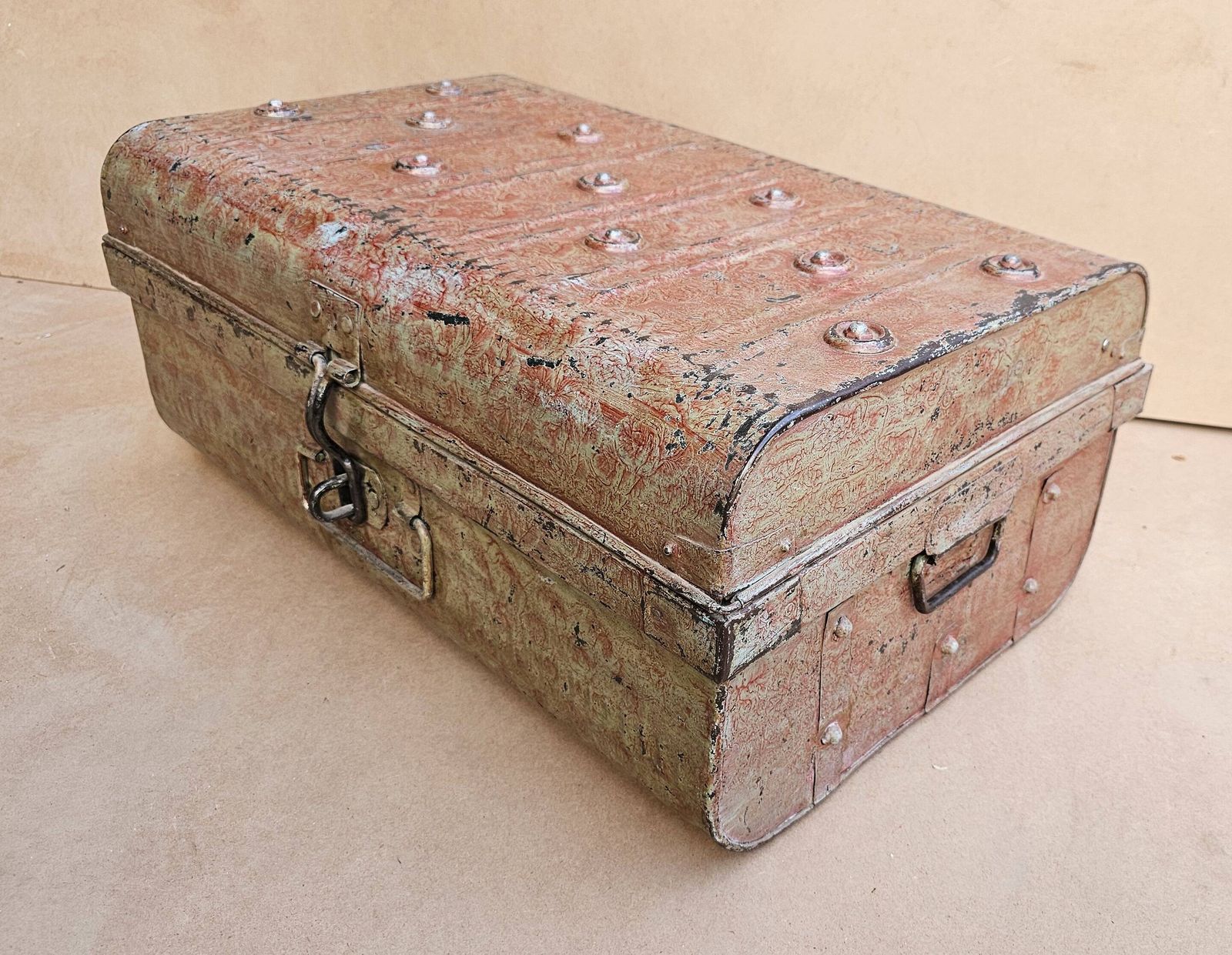 Old Metal And Brass Travel Trunk From The Indian Railway photo furniture